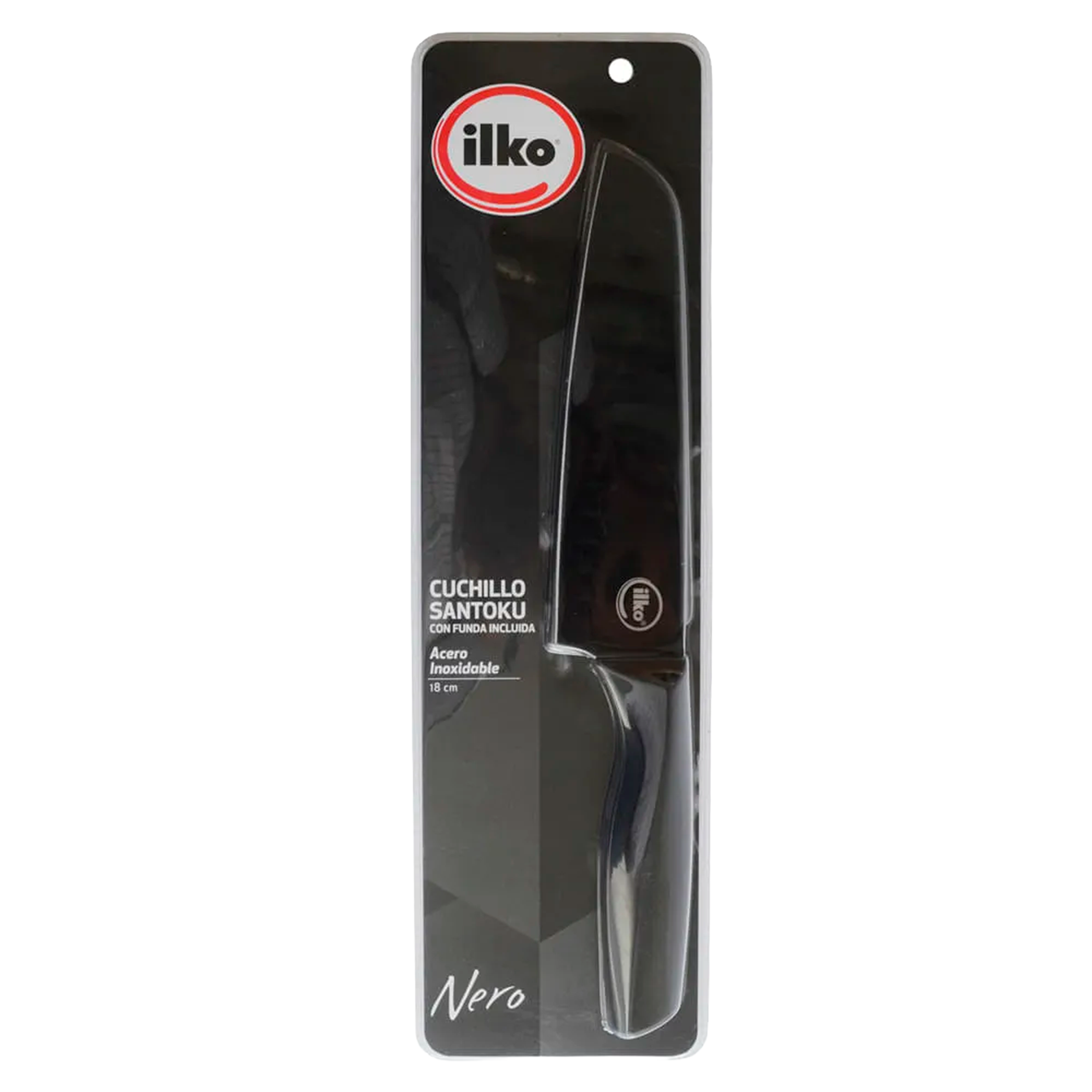 CUCHILLO ILKO NEGRO SANTOKU 18CM