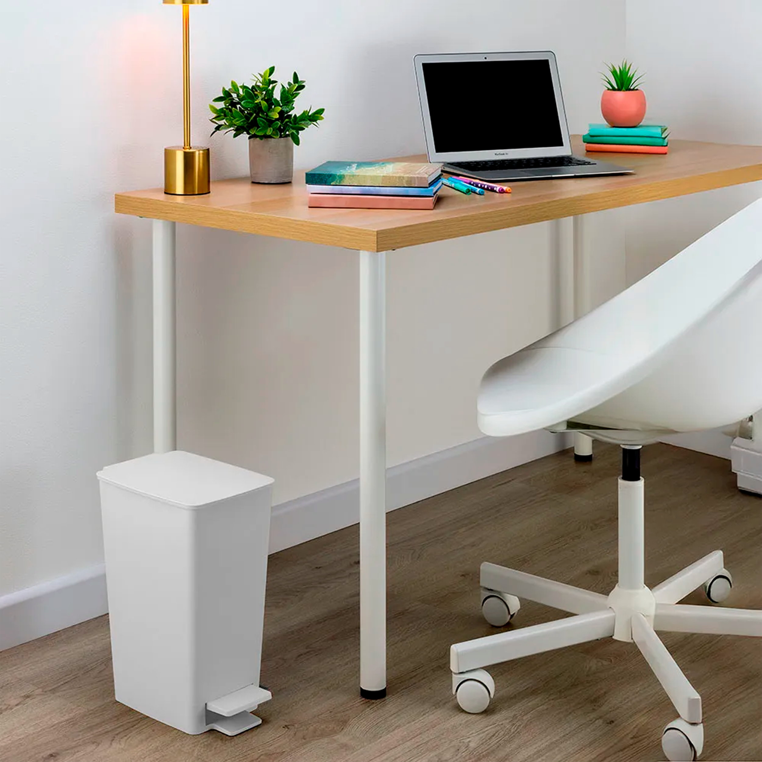 BASURERO PEDAL SLIM 8L BLANCO