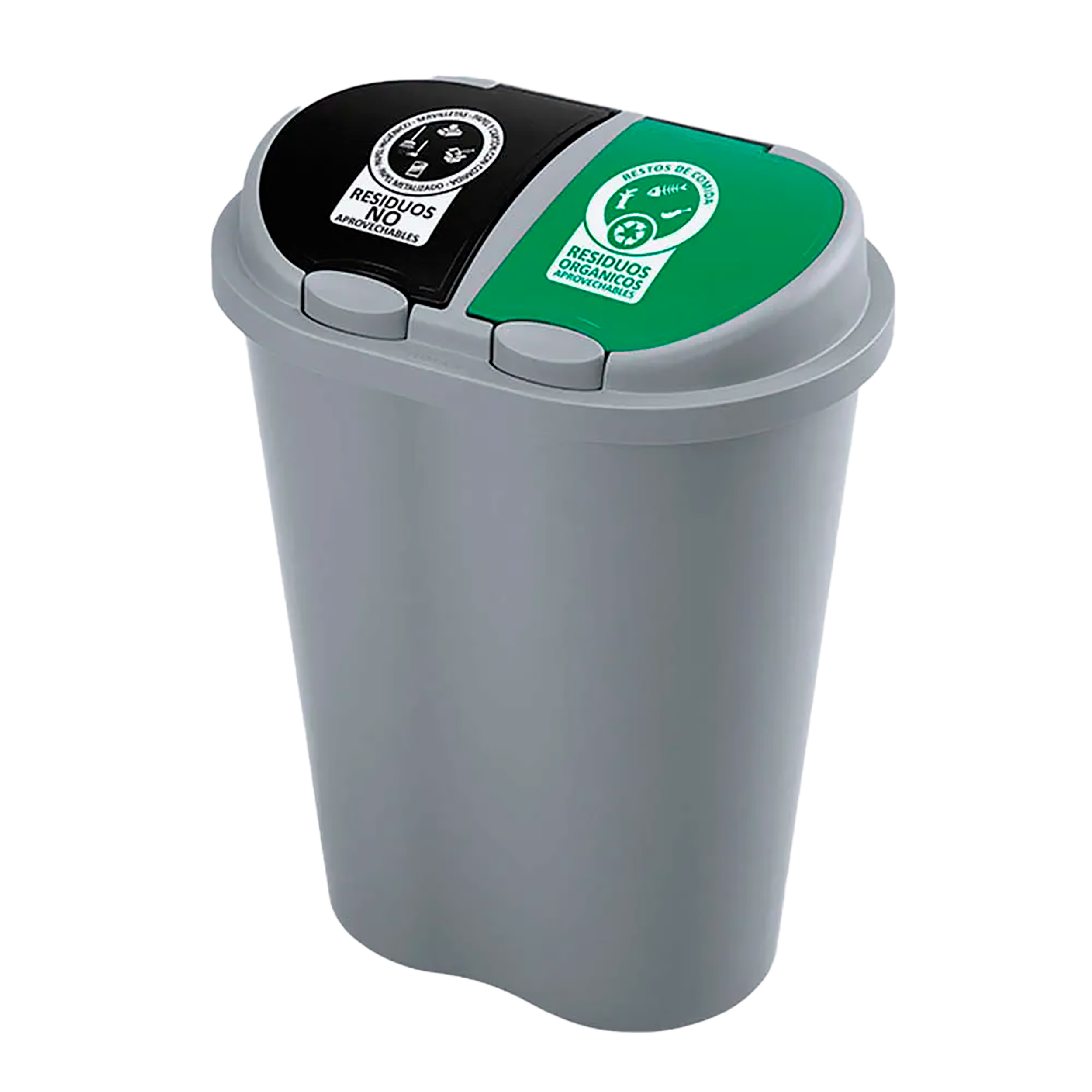 Basurero Manejo De Residuos 50 Litros Doble Gris RIMAX