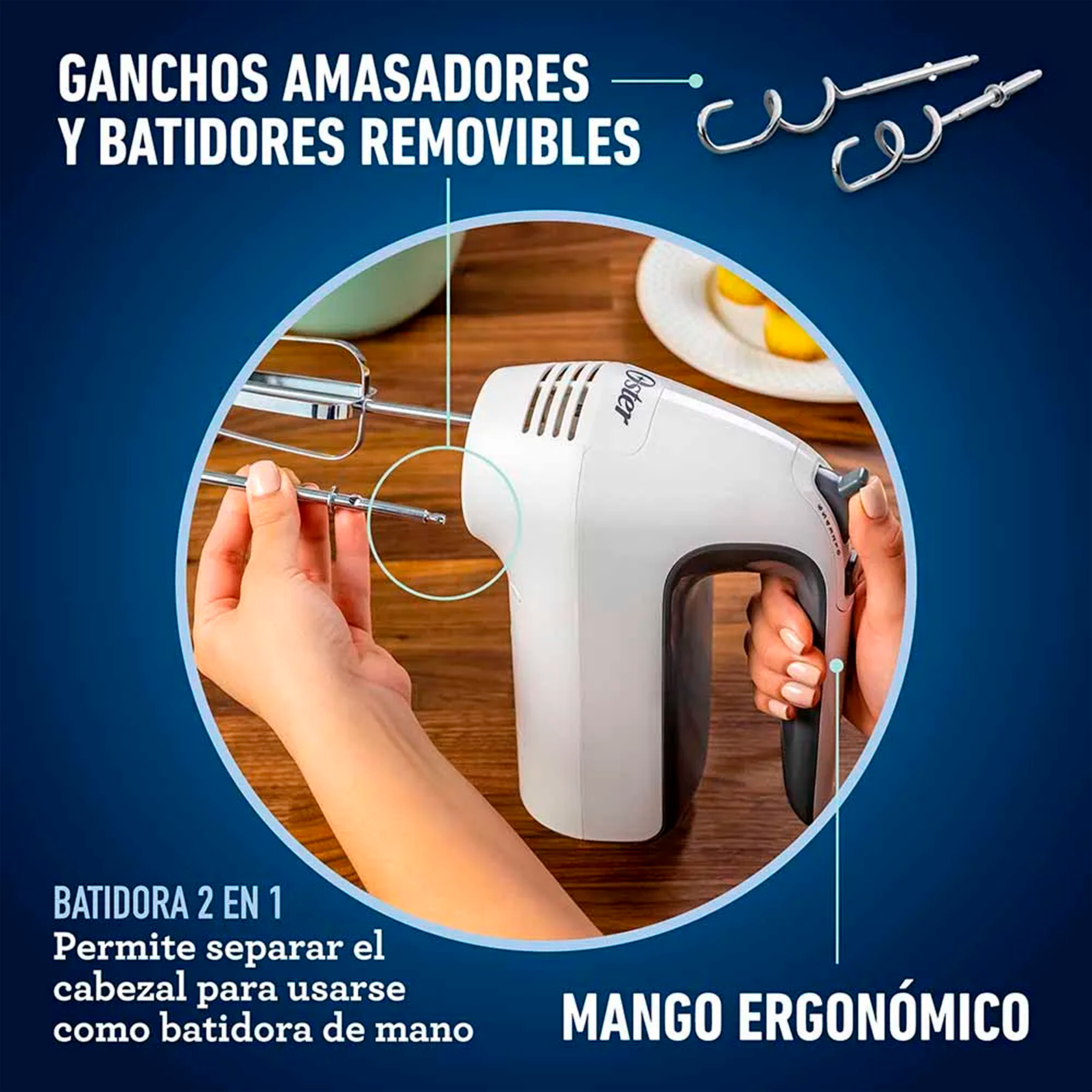 BATIDORA DE MANO Y PEDESTAL OSTER