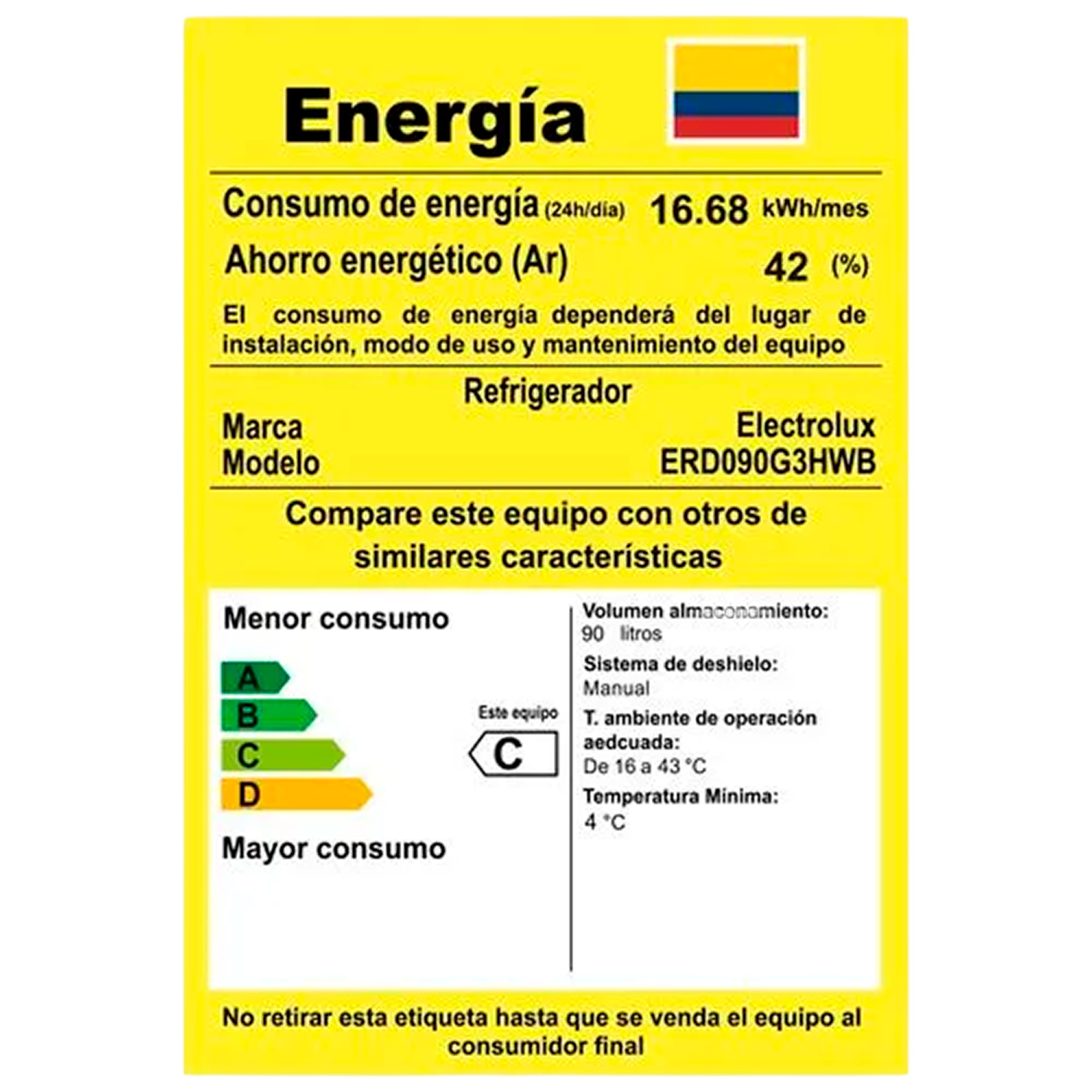 MINIBAR 90L NEGRO ELECTROLUX