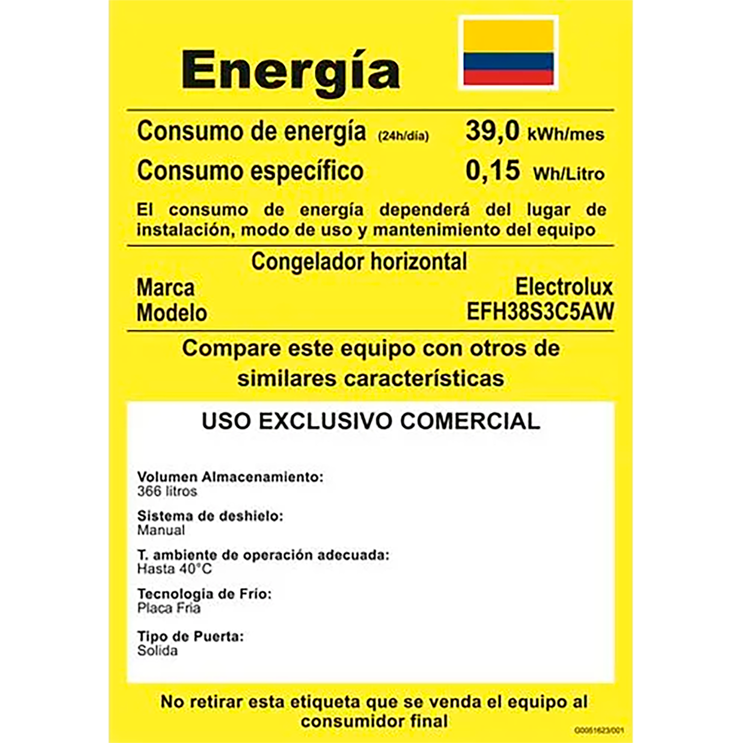 CONGELADOR HORIZONTAL 366L ELECTROLUX