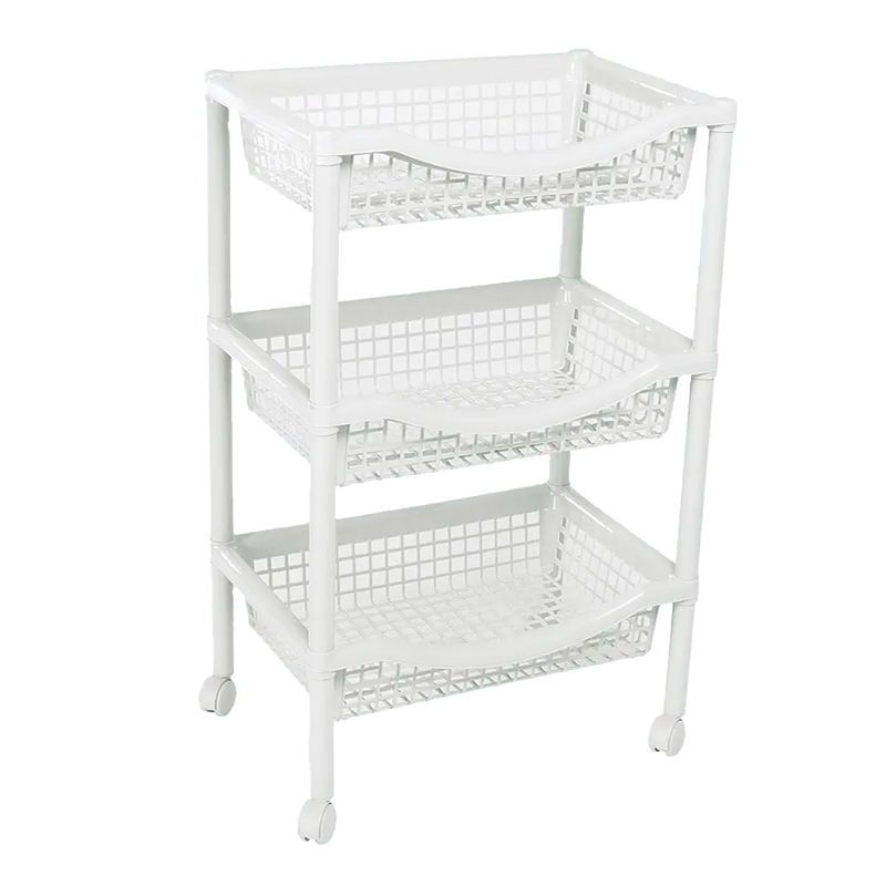 Canasta Móvil Rectangular de 3 Niveles Blanca RIMAX