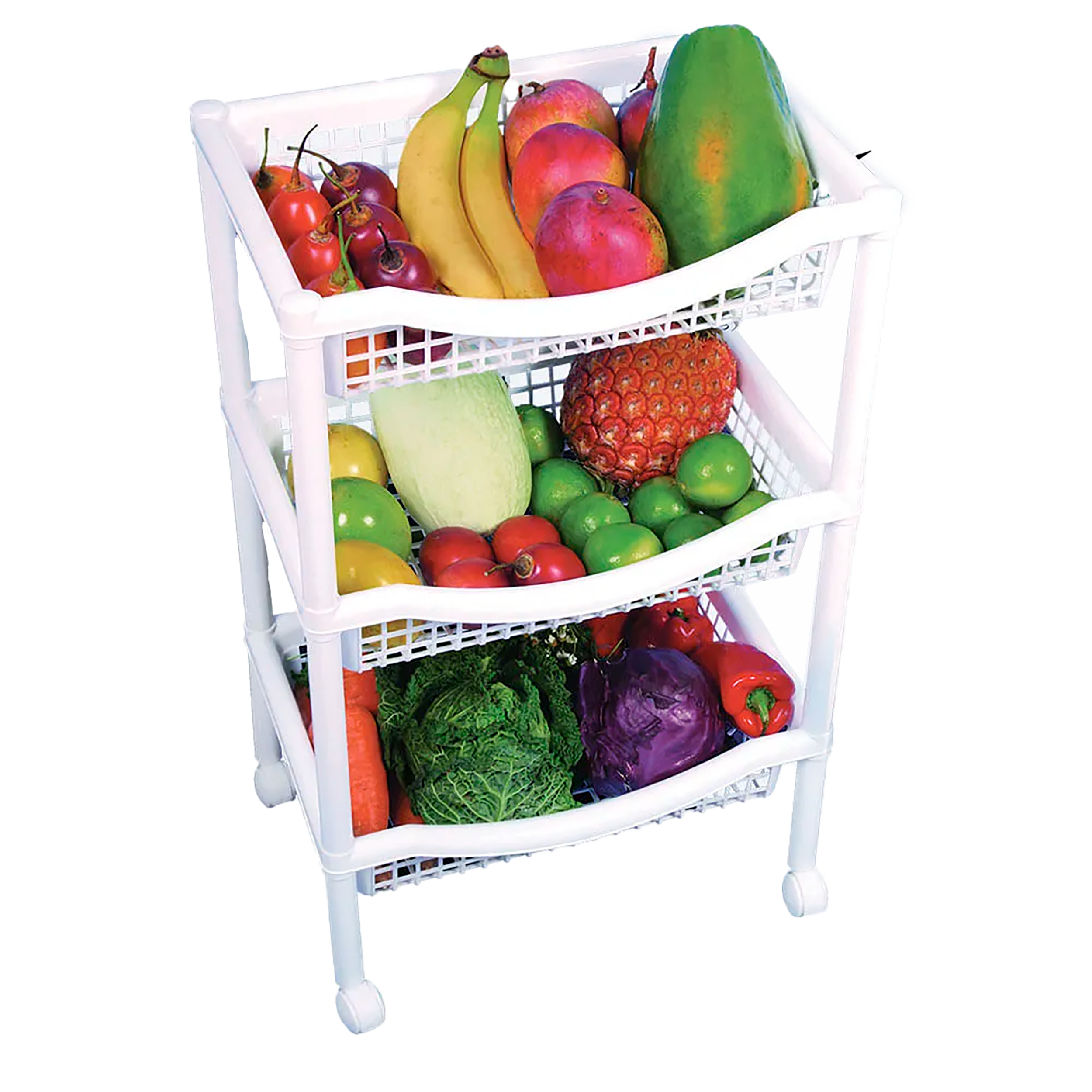 Canasta Móvil Rectangular de 3 Niveles Blanca RIMAX