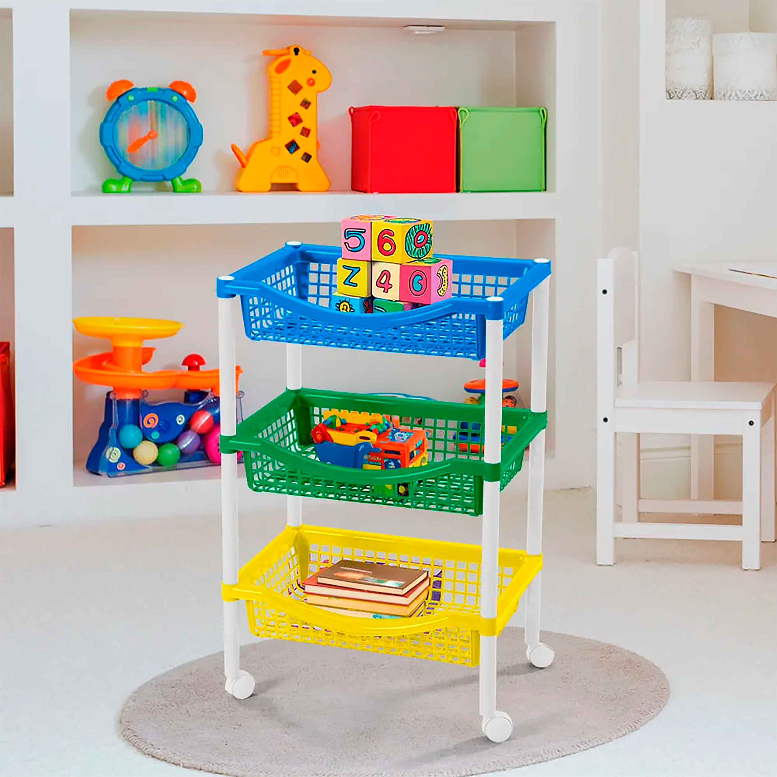 Canasta Móvil Rectangular de 3 Niveles Tricolor Niño RIMAX