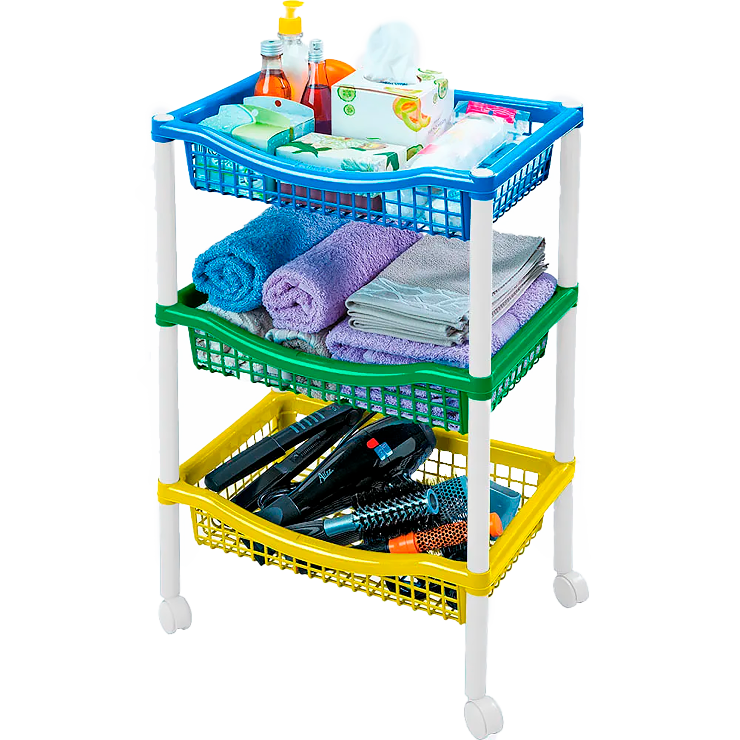 Canasta Móvil Rectangular de 3 Niveles Tricolor Niño RIMAX