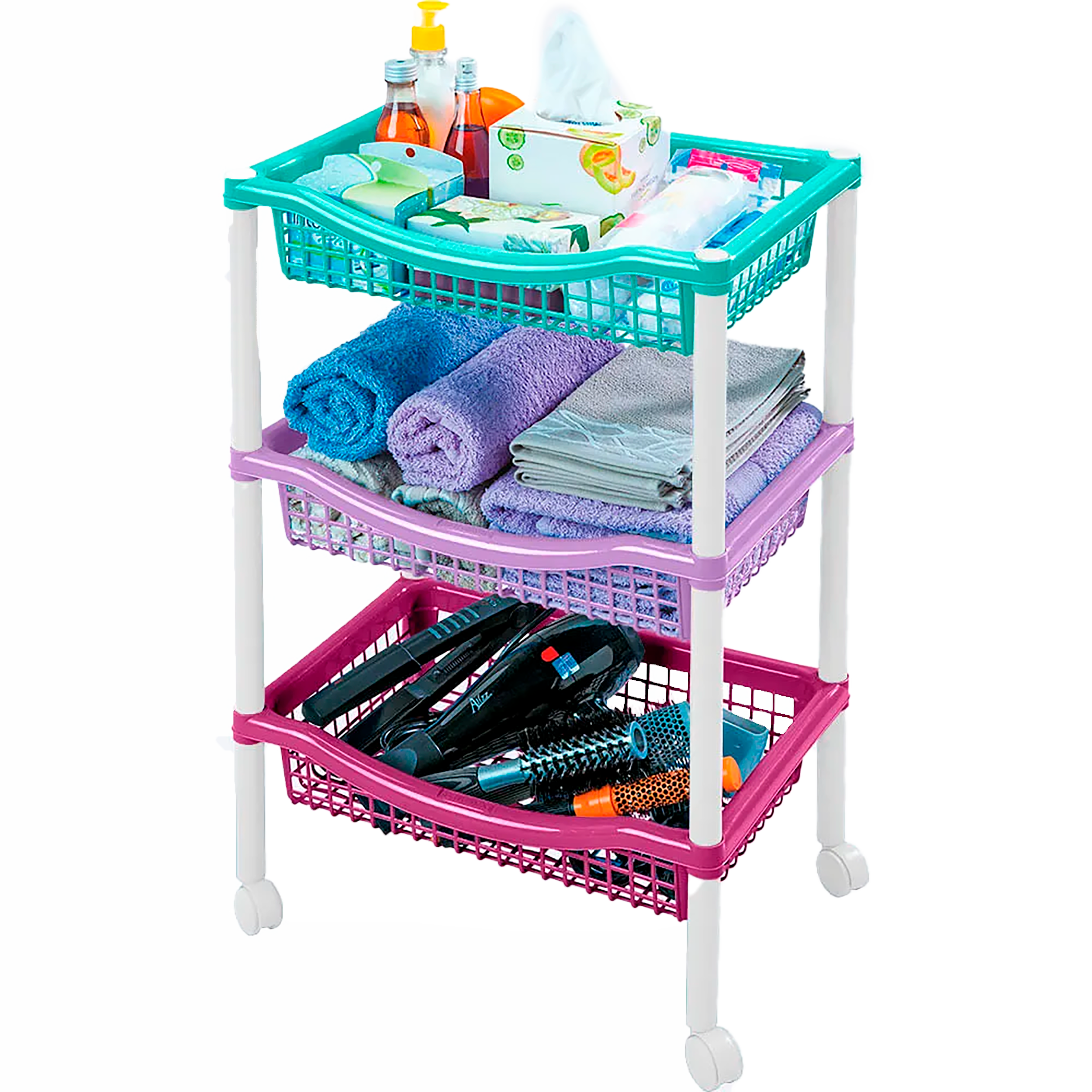 Canasta Móvil Rectangular de 3 Niveles Tricolor Niña RIMAX