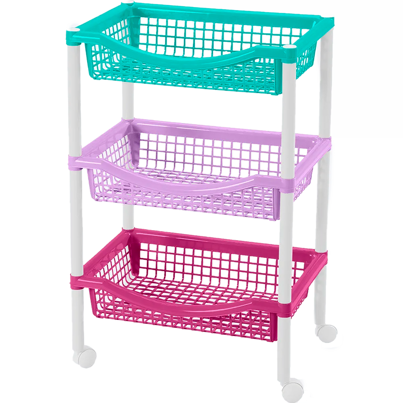Canasta Móvil Rectangular de 3 Niveles Tricolor Niña RIMAX
