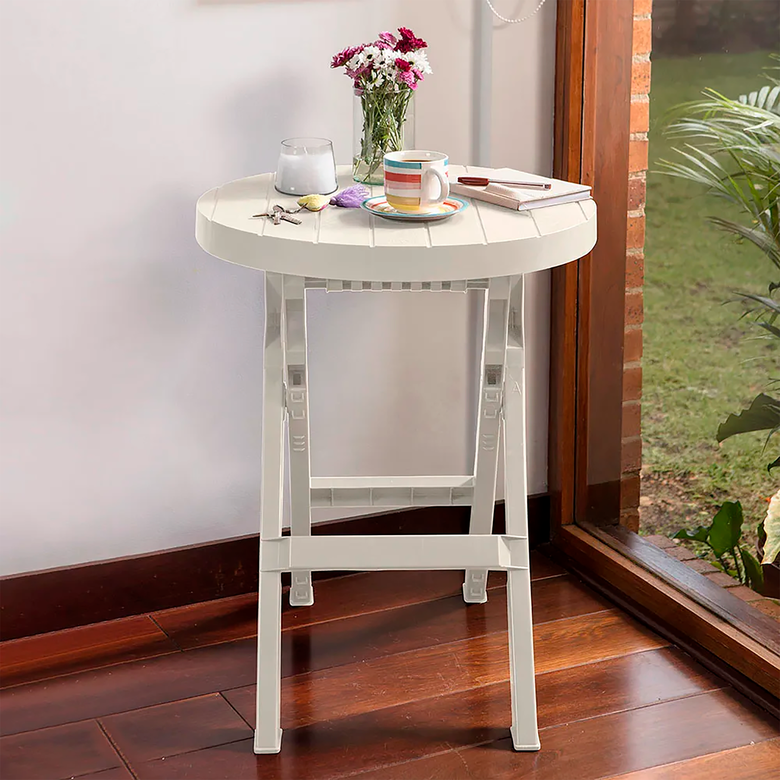 Mesa Plegable Redonda Barú Taupe RIMAX