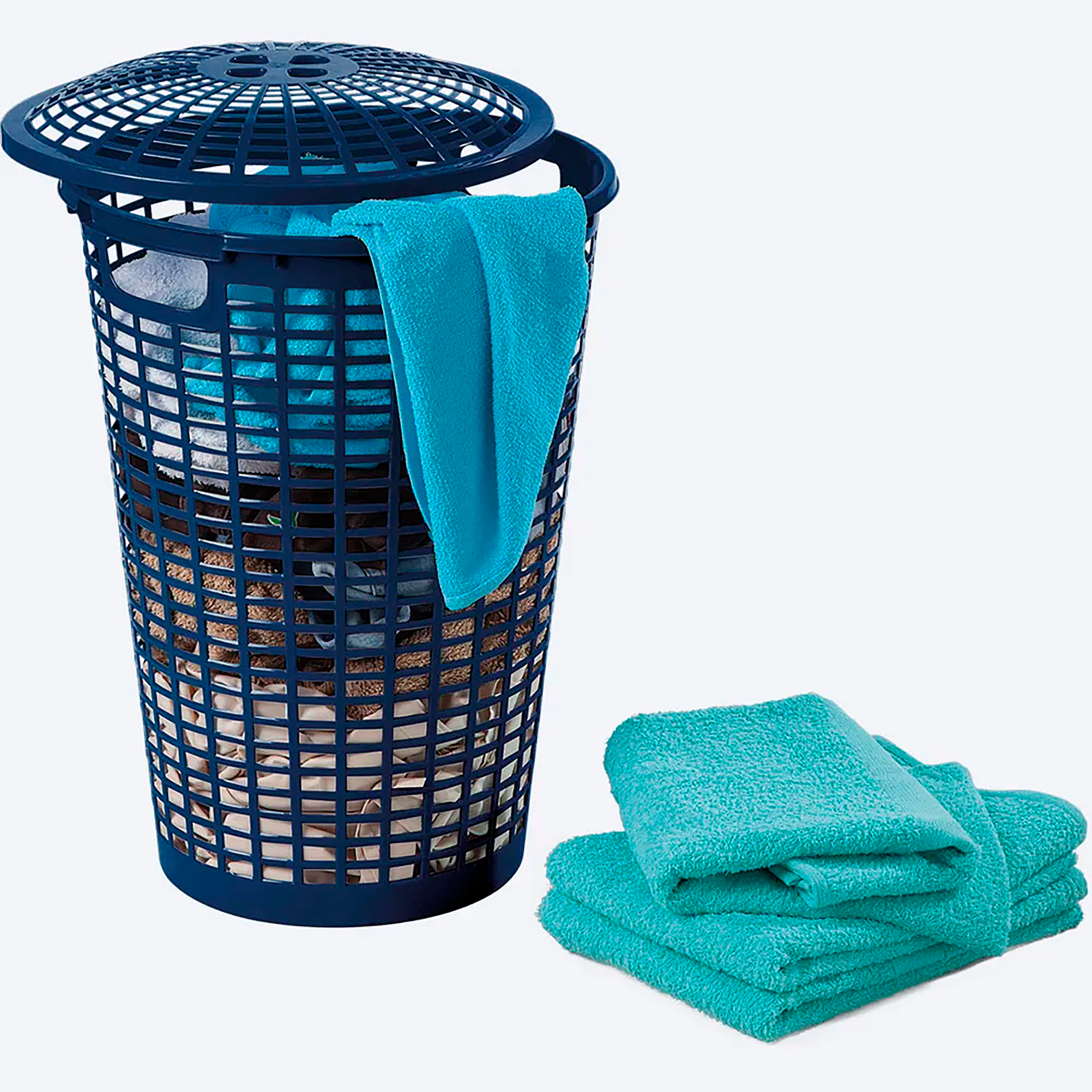 Cesta para Ropa Redonda Azul Navy RIMAX con Manijas