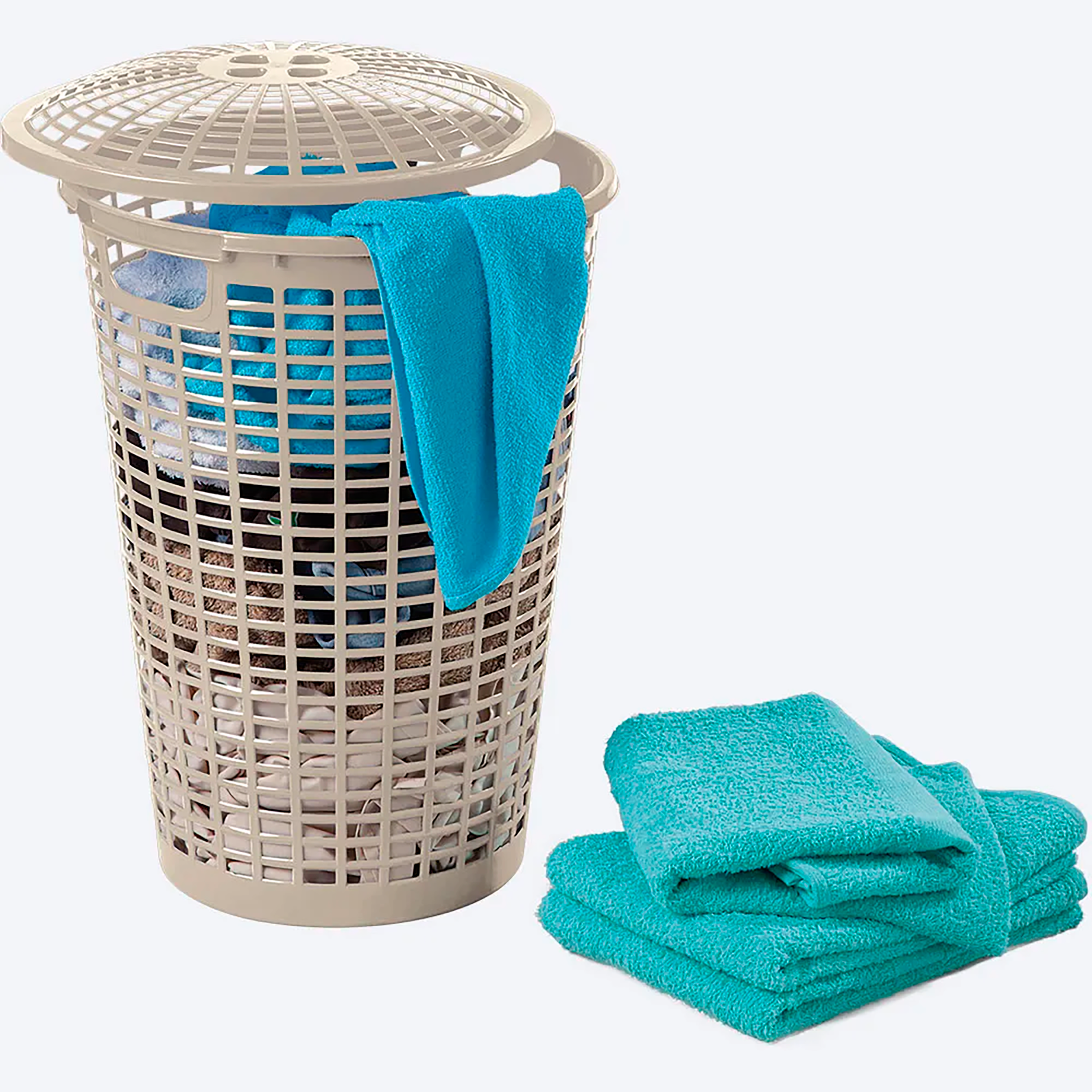 Cesta para Ropa Redonda Taupe RIMAX con Manijas