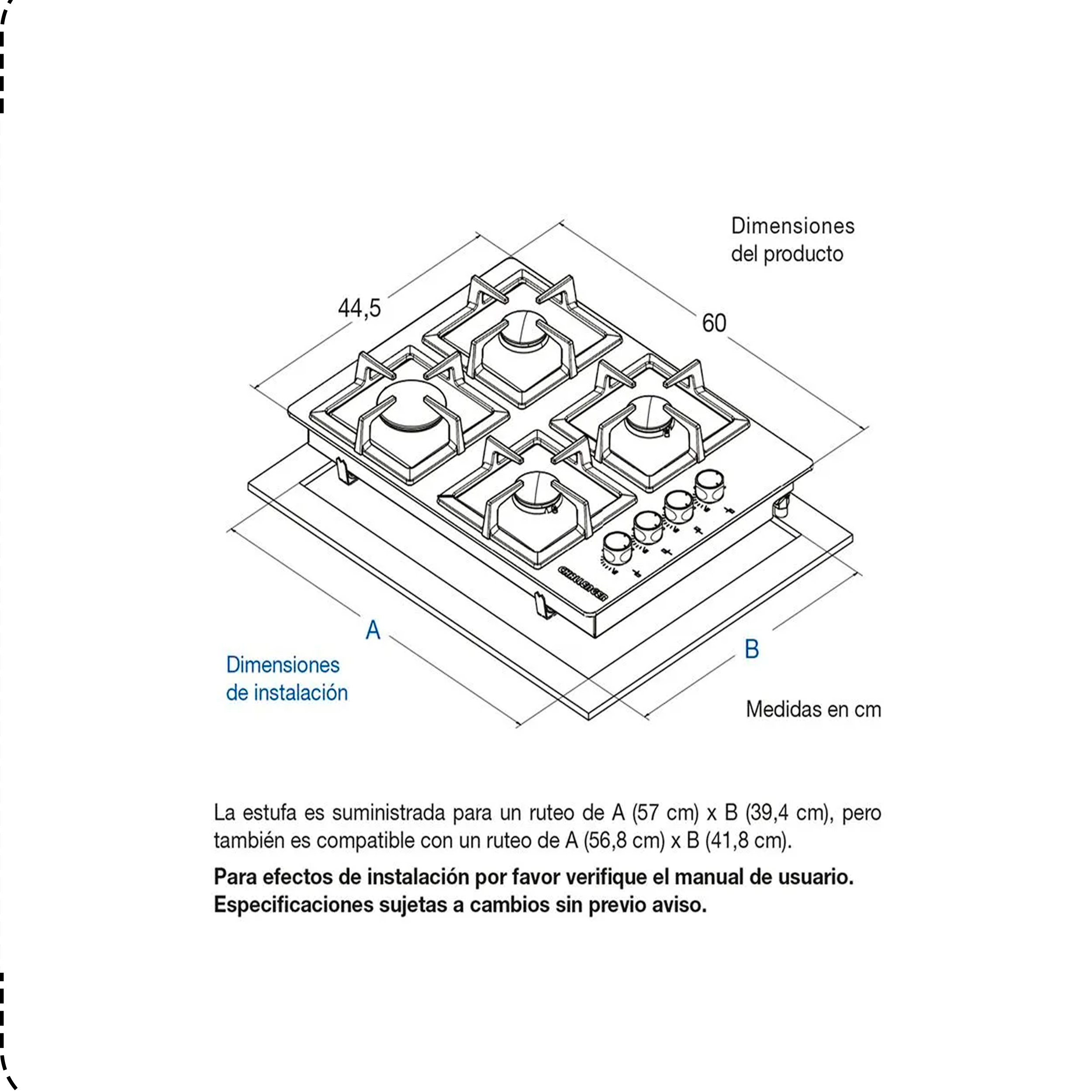 COCINA GAS 4 PUESTOS CRISTAL SQ 6762 AE