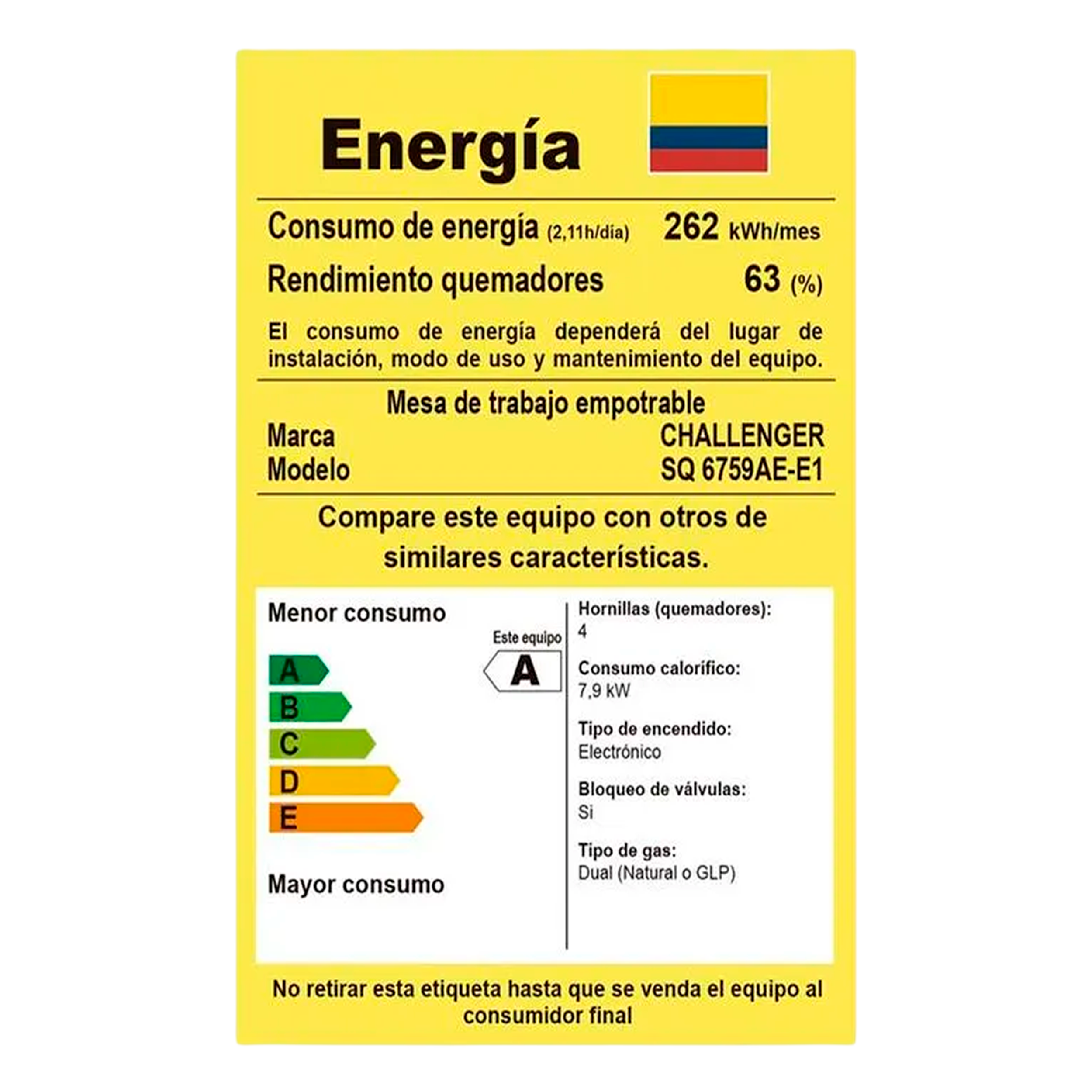COCINA GAS 4 PUESTOS CRISTAL SQ 6762 AE