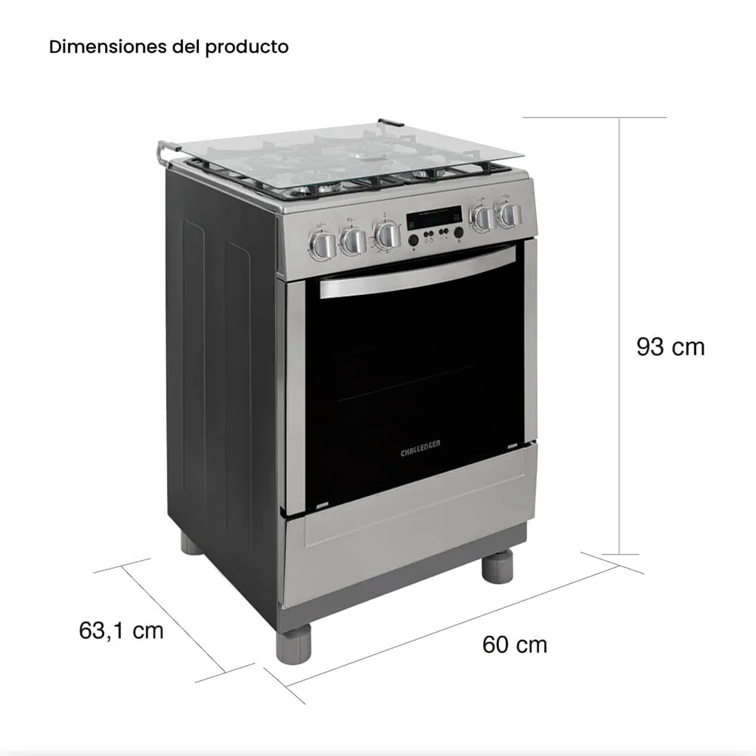 Estufa de piso CHALLENGER 60 cm 4 puestos Gas natural - SI 9465
