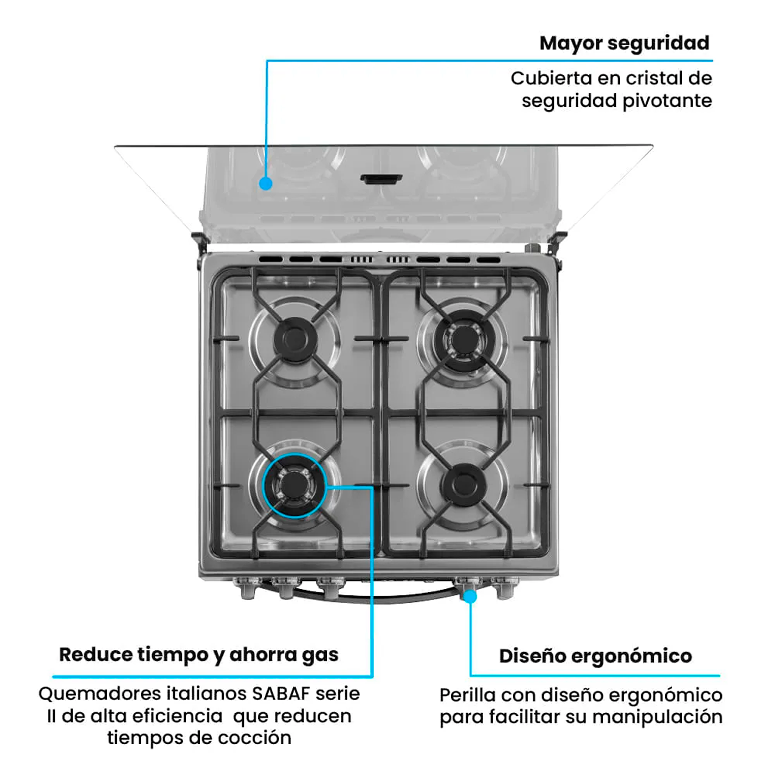 Estufa de piso CHALLENGER 60 cm 4 puestos Gas natural - SI 9465