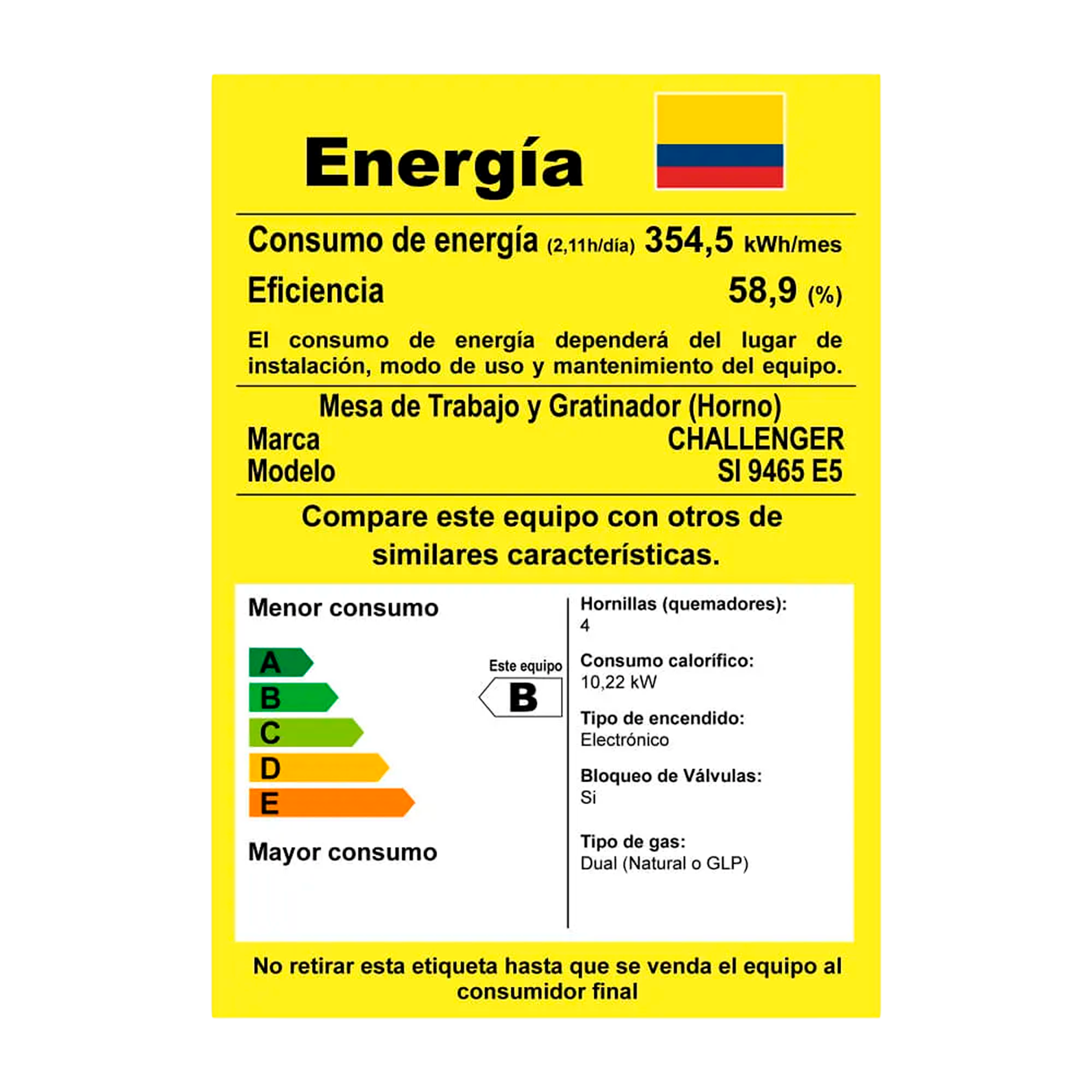 Estufa de piso CHALLENGER 60 cm 4 puestos Gas natural - SI 9465
