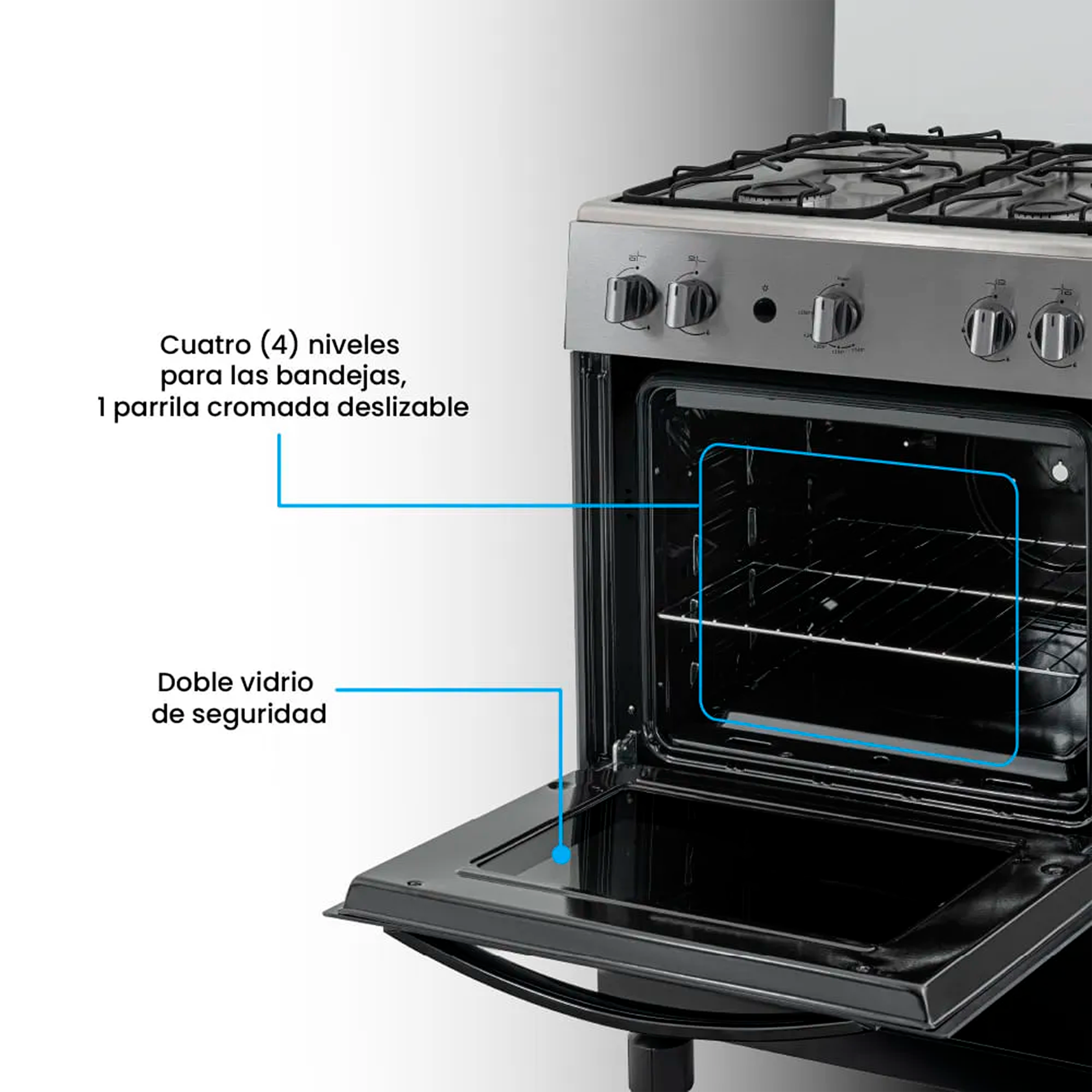 Estufa de piso CHALLENGER 60 cm 4 puestos Gas natural - SI 9461