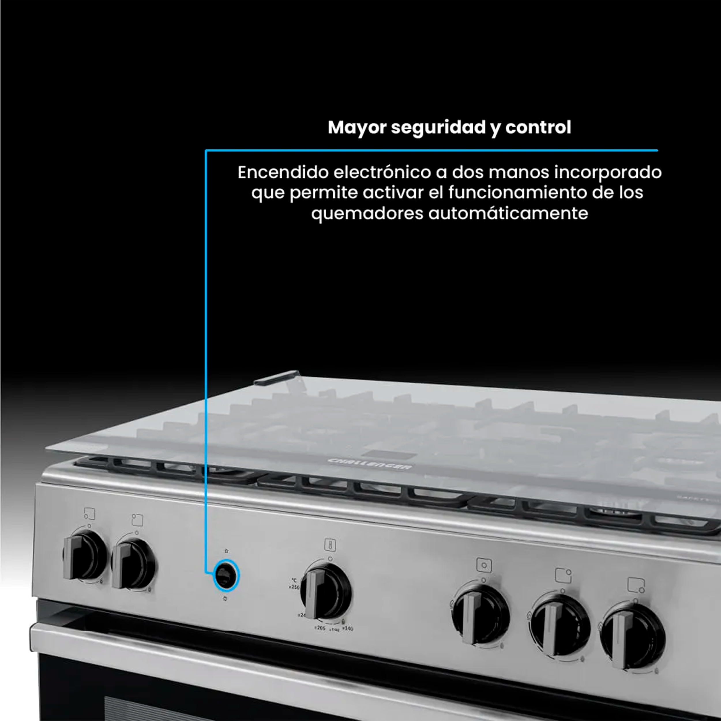 Estufa de piso CHALLENGER 76 cm 5 puestos Gas natural - SI 9571