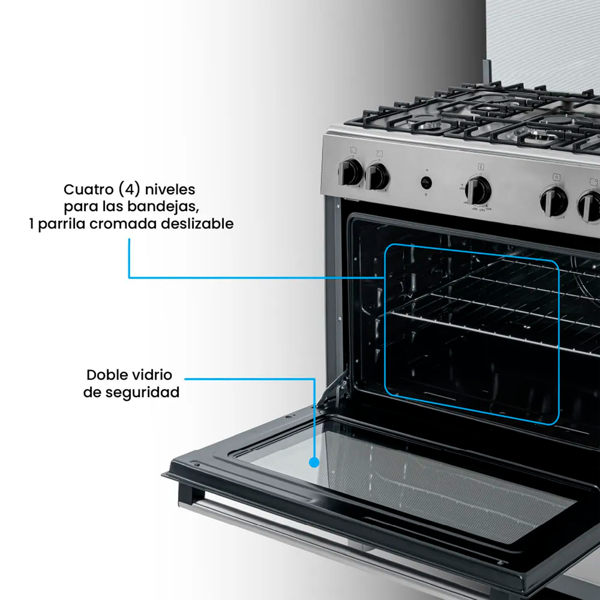 Estufa de piso CHALLENGER 76 cm 5 puestos Gas natural - SI 9571