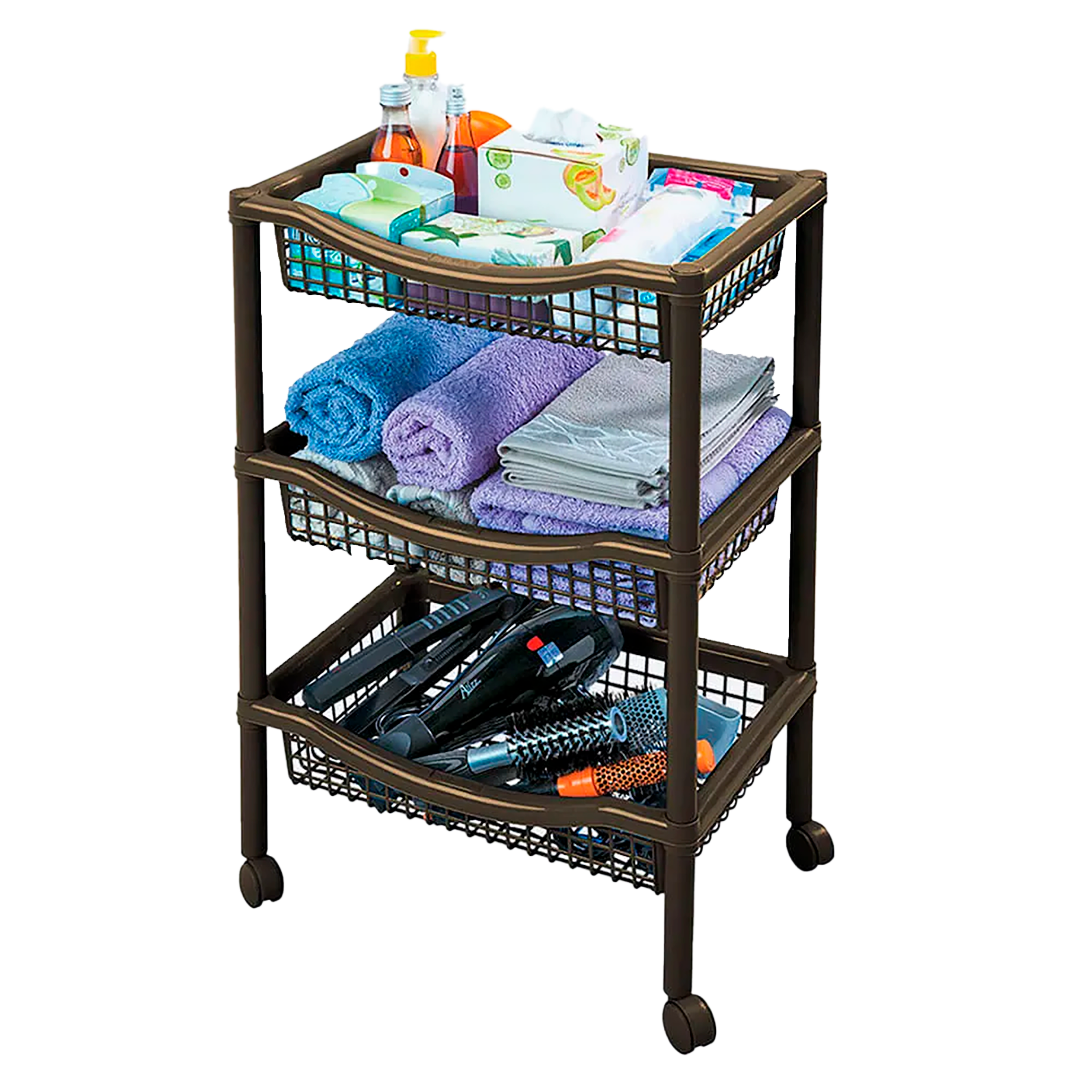 Canasta Móvil Rectangular de 3 Niveles Wengue RIMAX