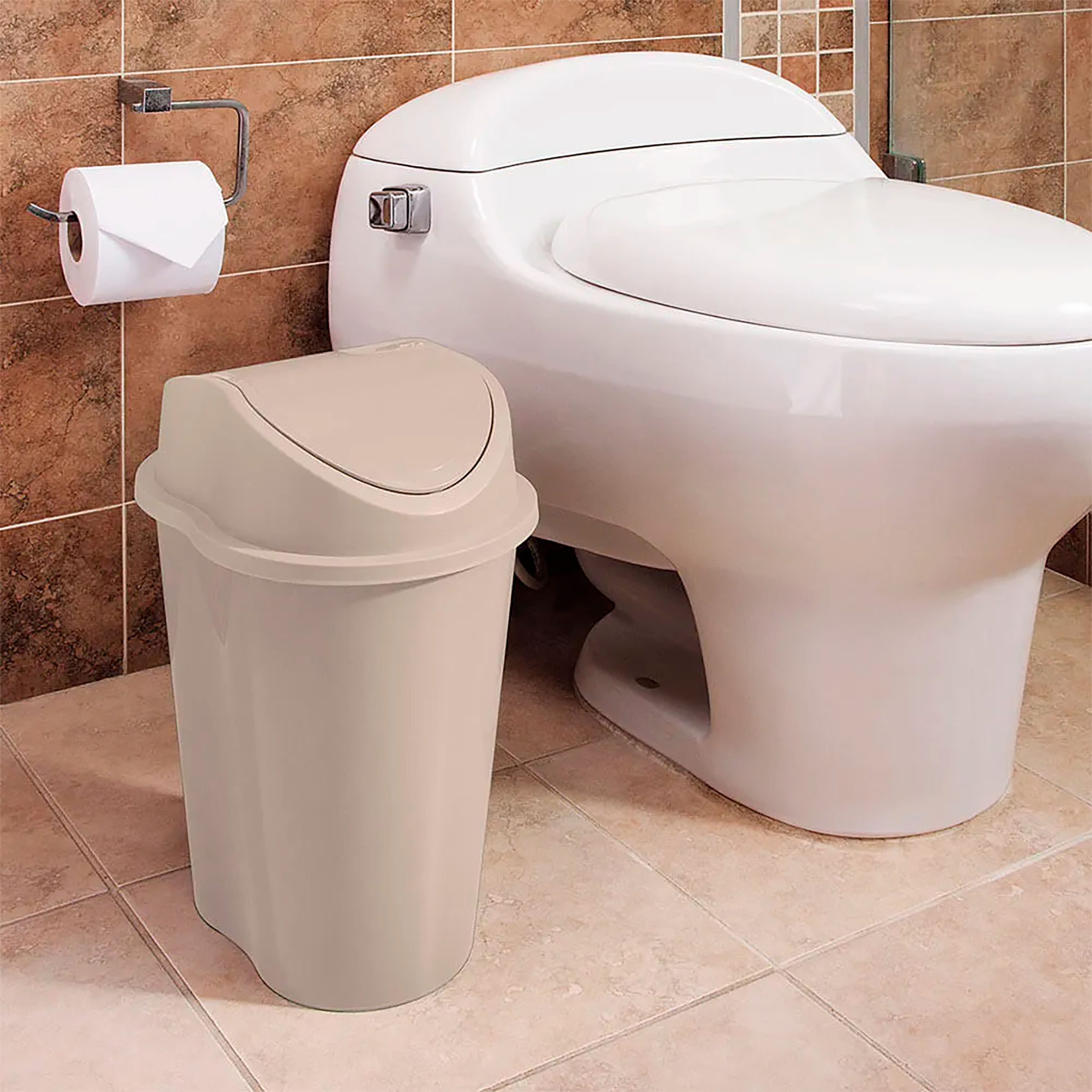 Papelera RIMAX Style Tapa Vaiven Taupe 10 Litros