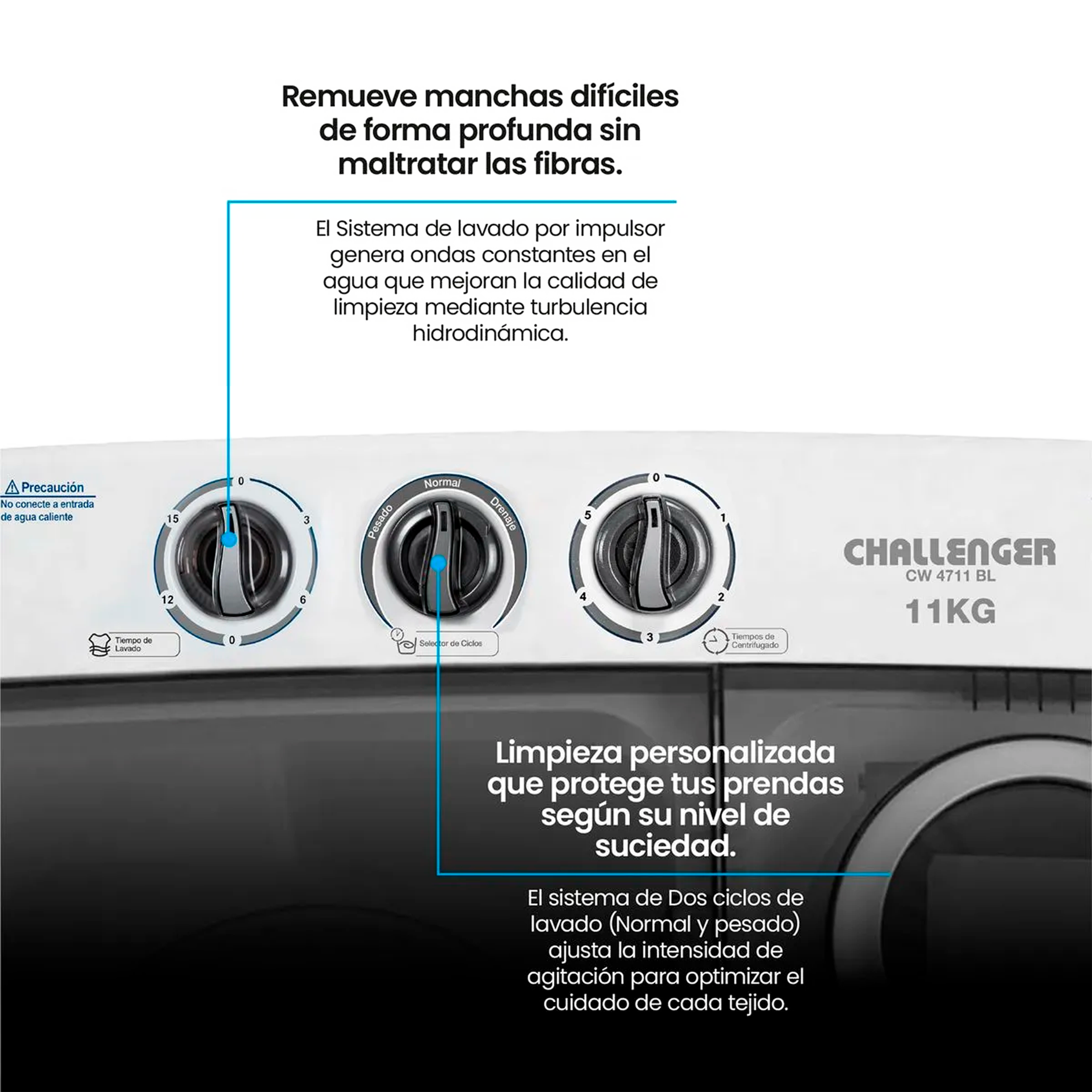 LAVADORA DOBLE TINA 11KG BL CHALLENGER
