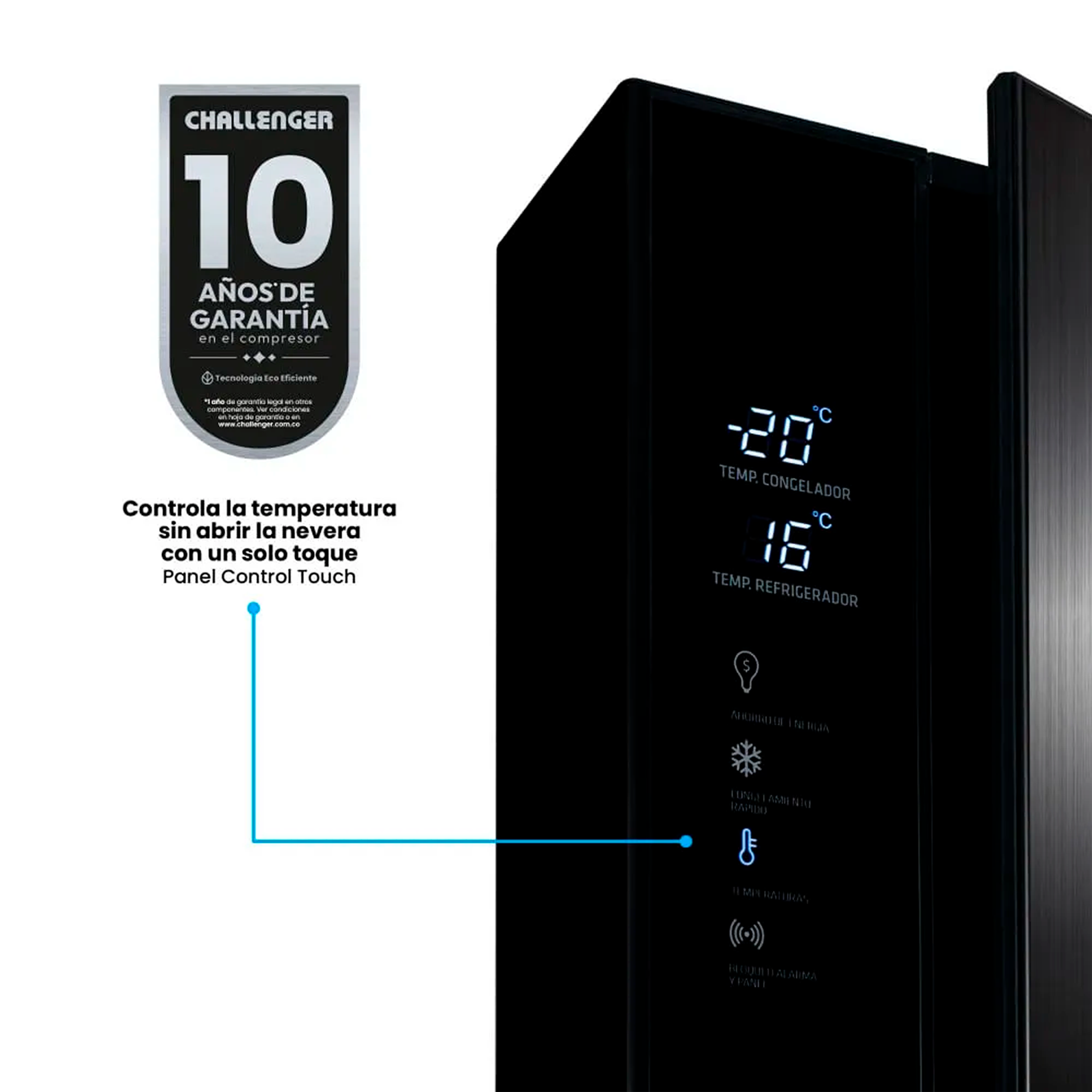 Nevera Challenger No Frost - Serie eCool - 420 Litros Brutos - Display Digital CRA 420