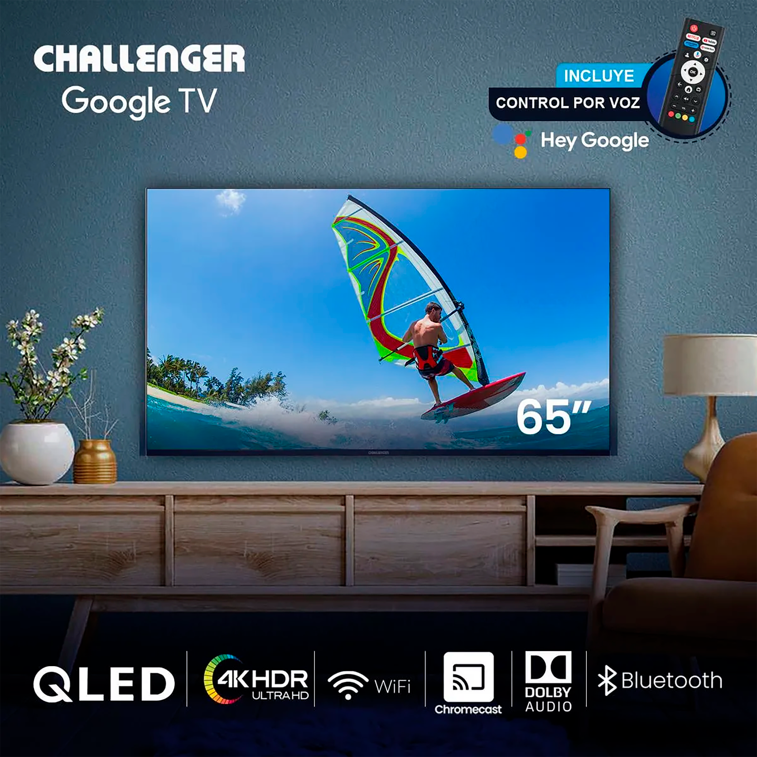 TV QLED 65" GOOGLE TV BLUETOOTH CHALLENG