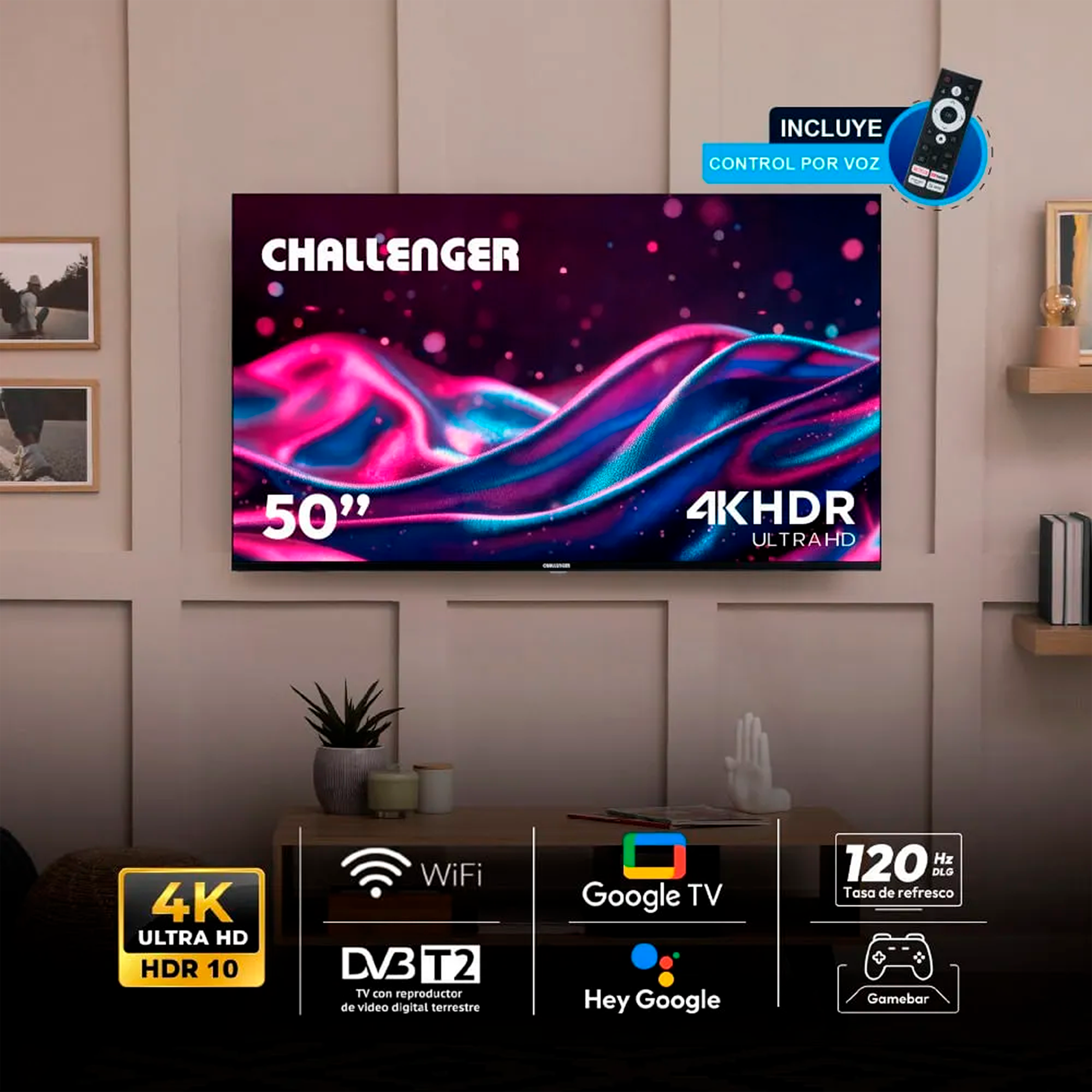 Televisor CHALLENGER KSF 50" 4K UHD Google TV GAMING 50TG2771