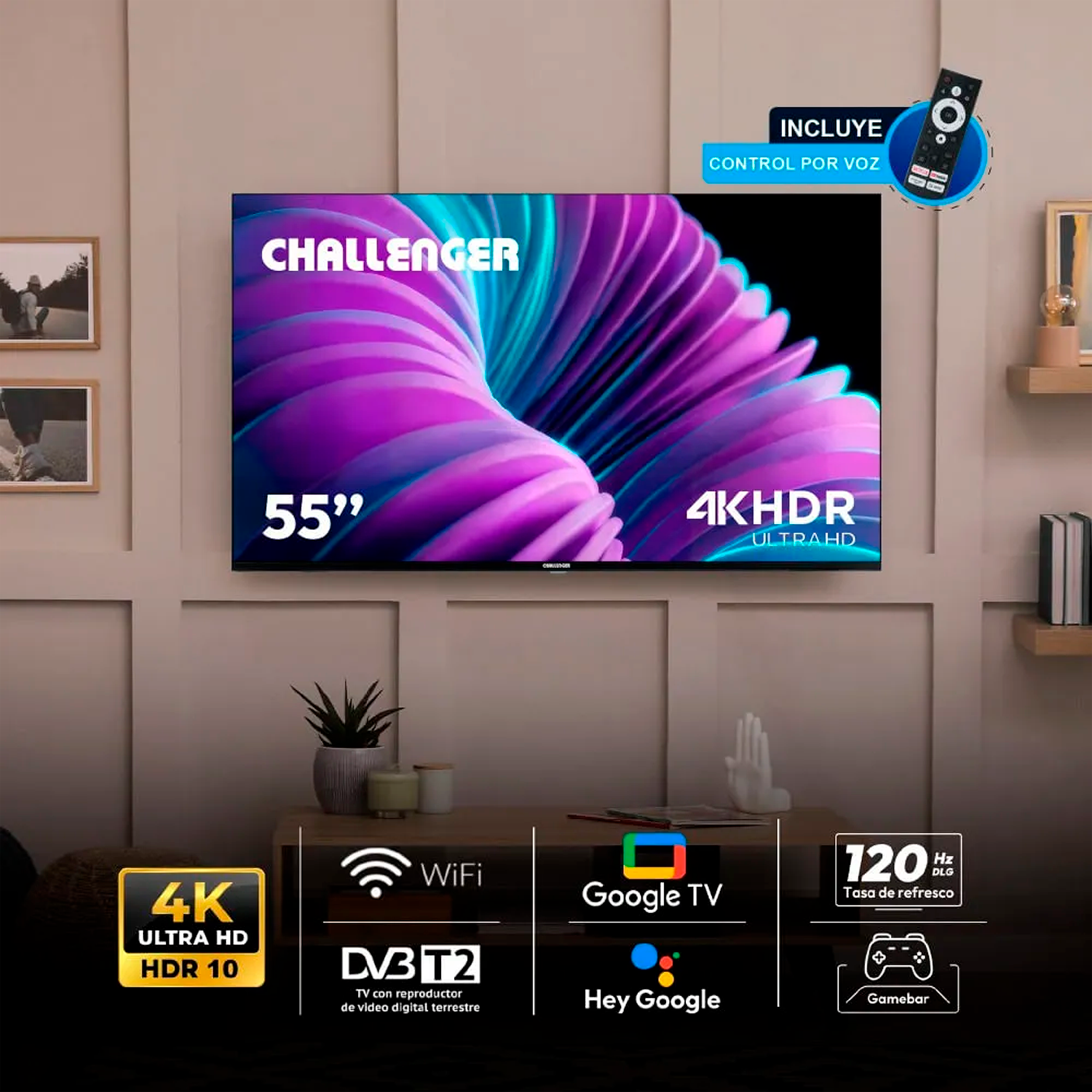 Televisor CHALLENGER KSF 55" 4K UHD Google TV GAMING 55TG2771