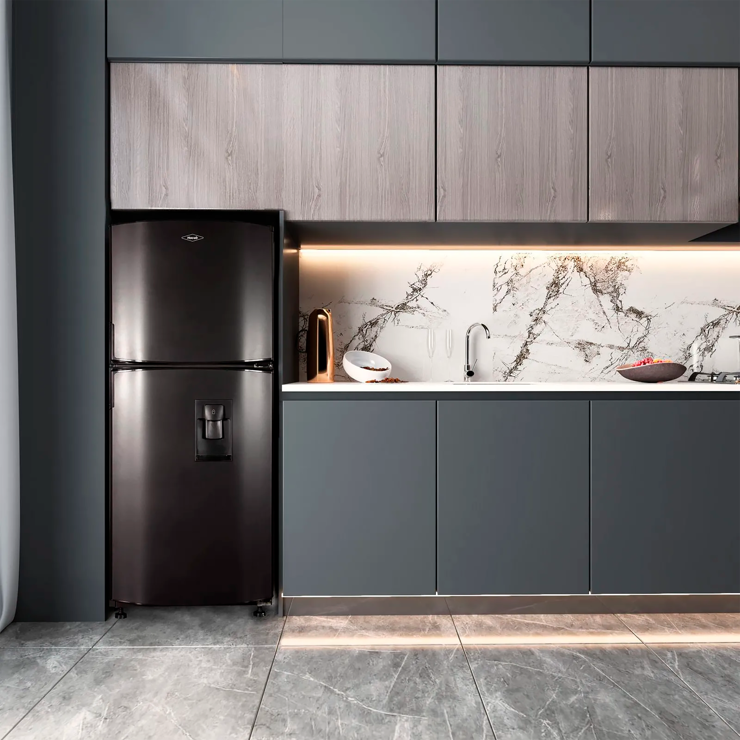 Nevera Haceb No Frost 243 Litros Manija Integrada Gris Plomo