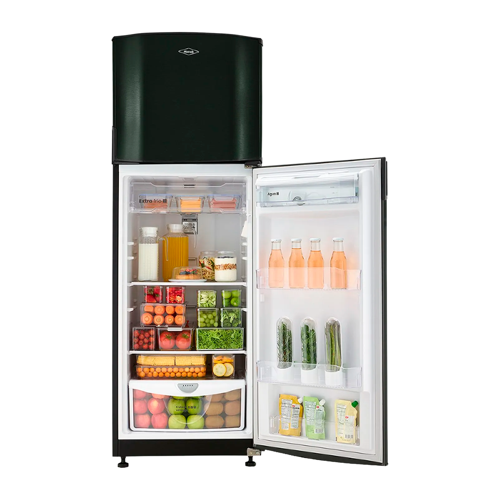Nevera HACEB No Frost Congelador Superior 294 Litros con Dispensador de Agua Manija Integrada Inverter Negro Esmeralda