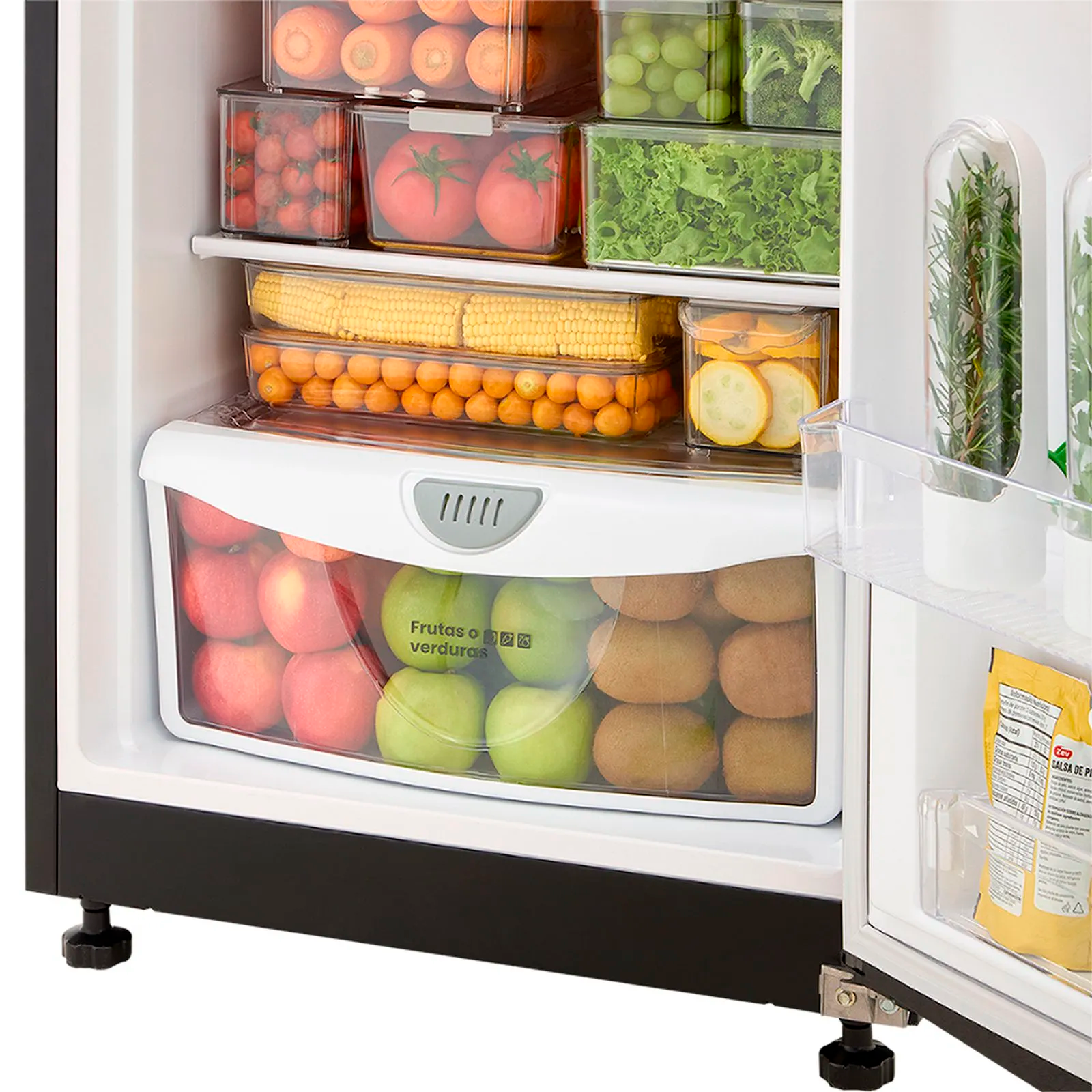 Nevera HACEB No Frost Congelador Superior 294 Litros con Dispensador de Agua Manija Integrada Inverter Negro Esmeralda