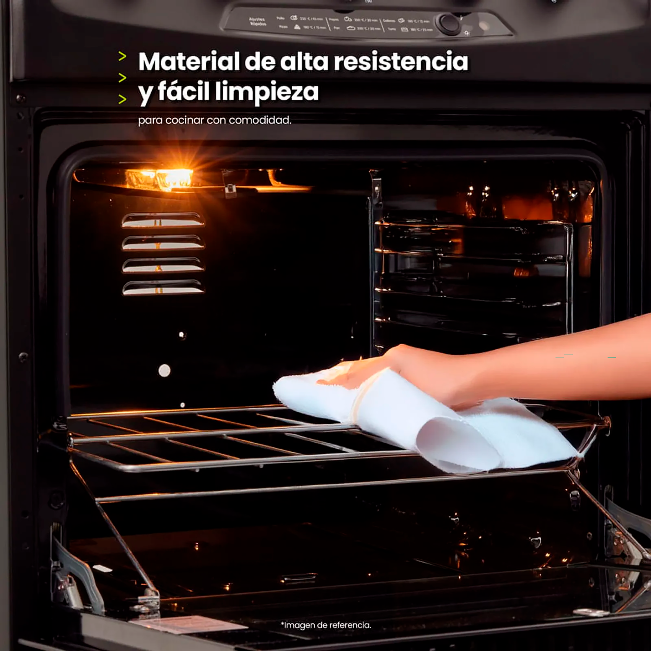 Estufa de piso en cristal haceb de 60 cm gas natural negro