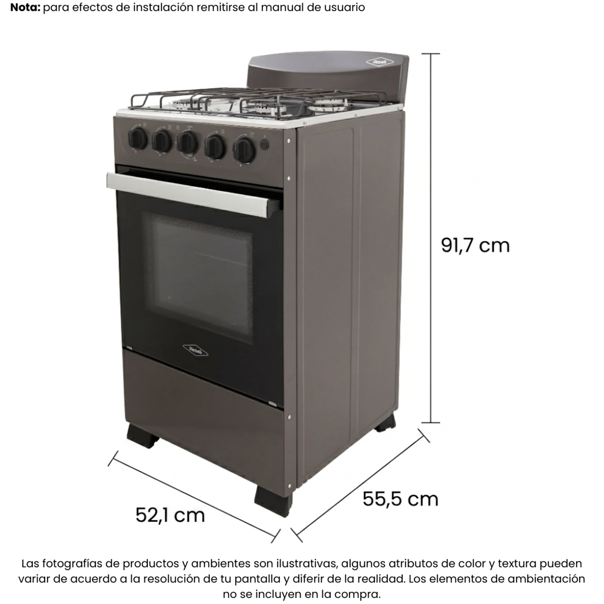Estufa Romero Torre Haceb 50 cms Gas Natural Plata