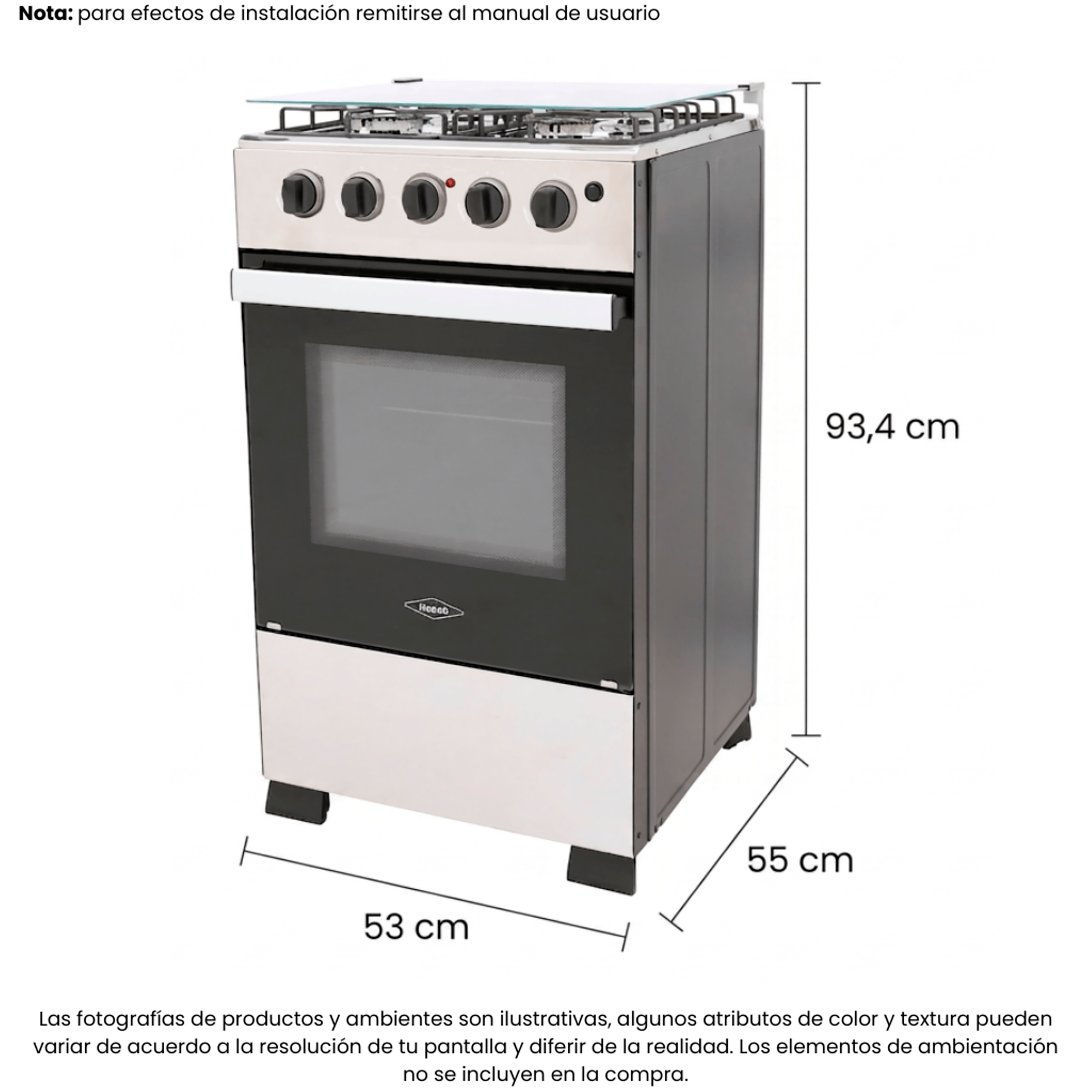 Estufa Romero Platina Haceb 50 cms Gas Natural Inox