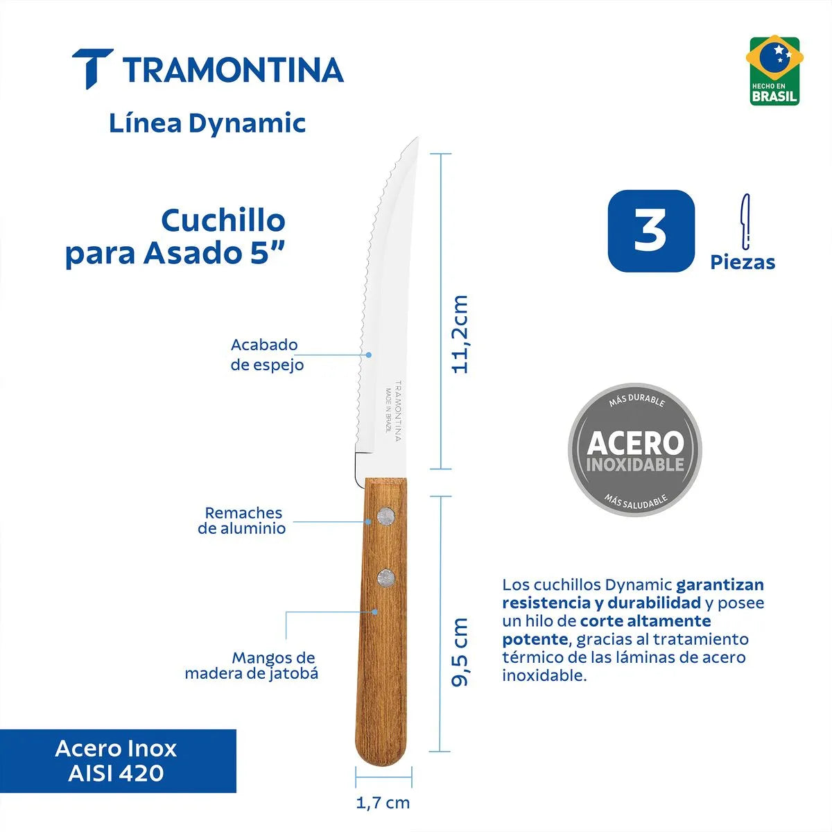 JUEGO CUCHILLOS 3 PZ DYNAMIC TRAMONTINA