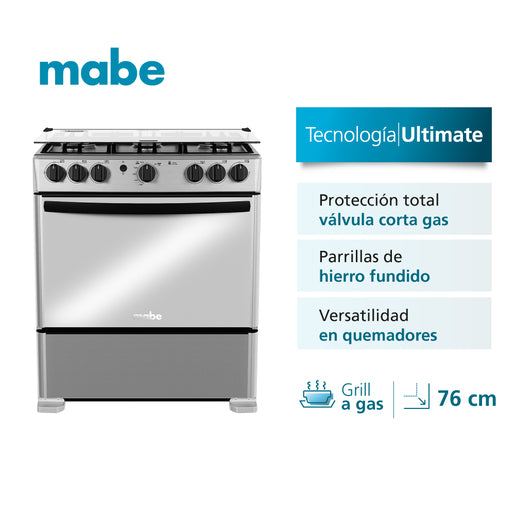 COCINA 76CM INOX GAS MABE