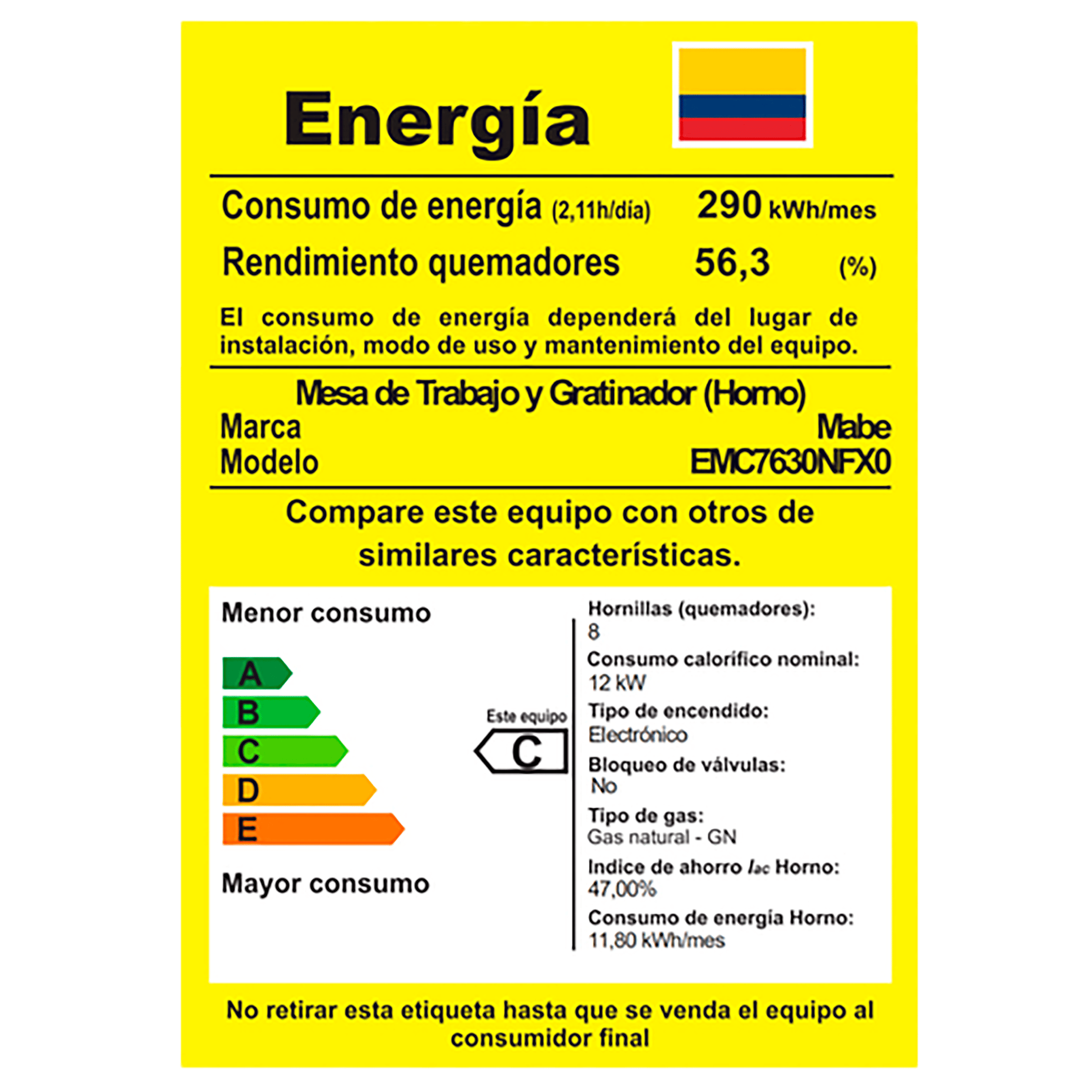 COCINA GAS 76CM INOX MABE