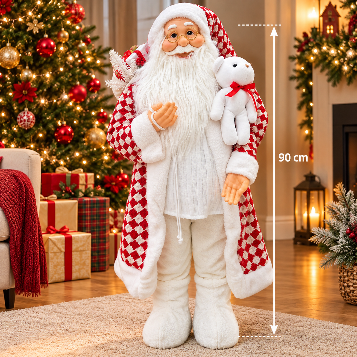 Papá Noel Navideño Rojo y Blanco HBC 90 cm - Ref. 54704