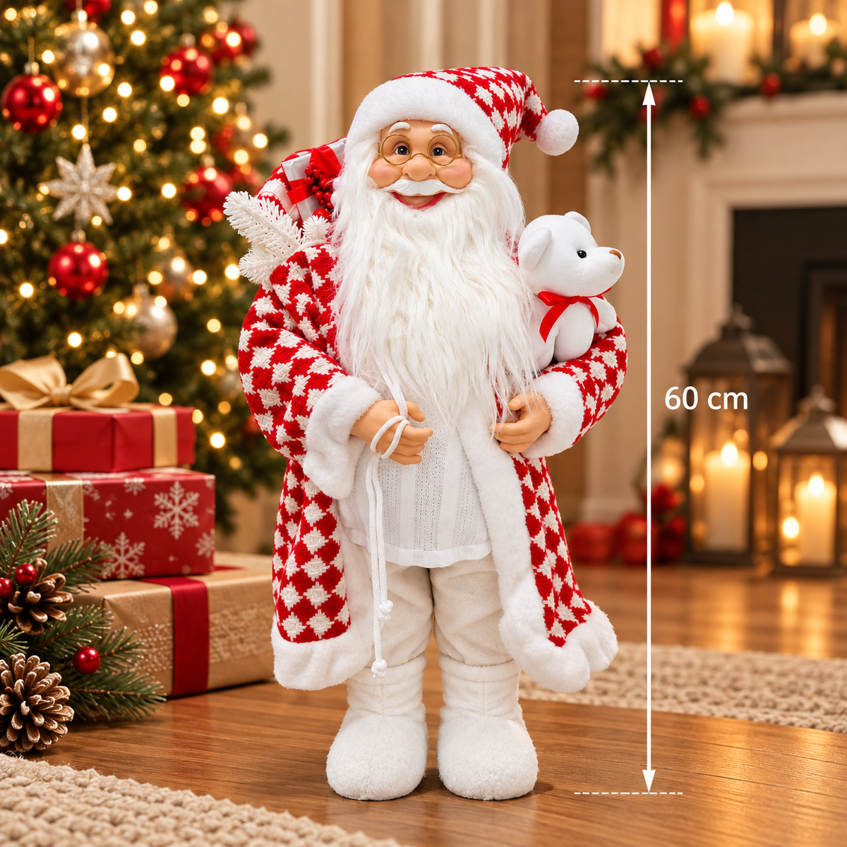 Papá Noel Navideño Rojo y Blanco HBC 60 cm - Ref. 54705