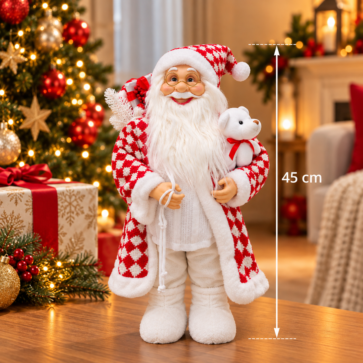 Papá Noel Navideño Rojo y Blanco HBC 45 cm – Ref. 54706