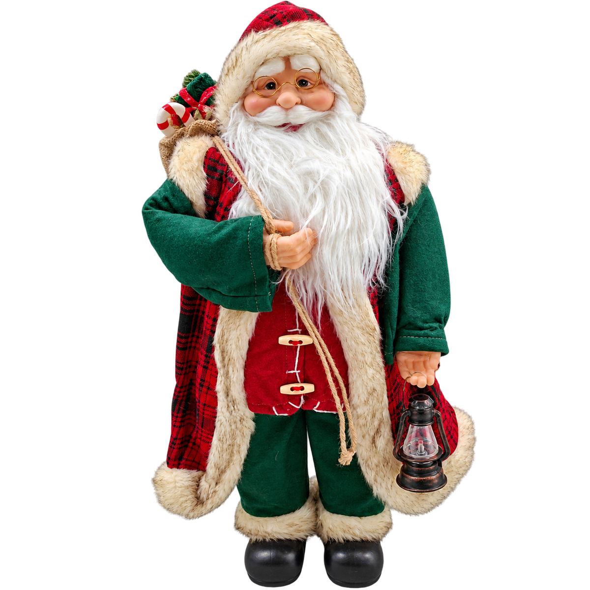 Papá Noel Navideño Rústico Verde y Rojo HBC 45 cm – Ref. 54710