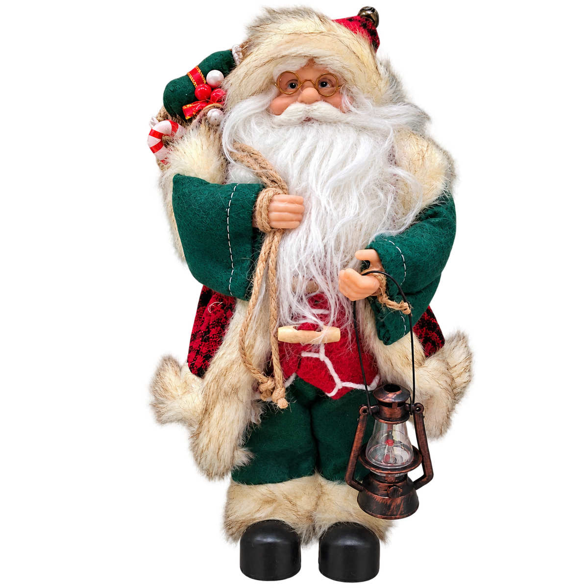 Papá Noel Navideño Rústico Verde y Rojo HBC 30 cm – Ref. 54711