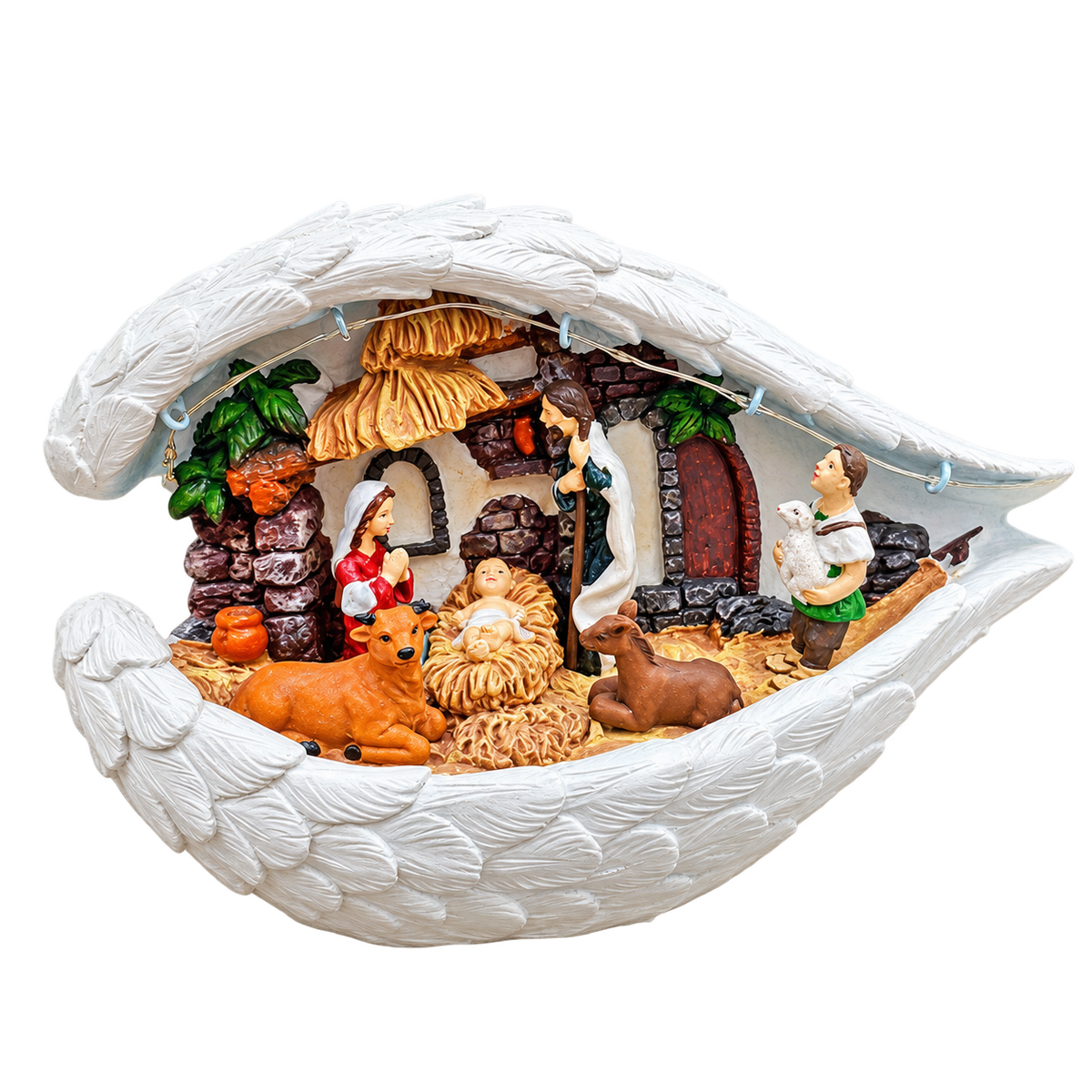 Pesebre Navideño en Resina Blanco y Dorado OVA – Ref. 54752