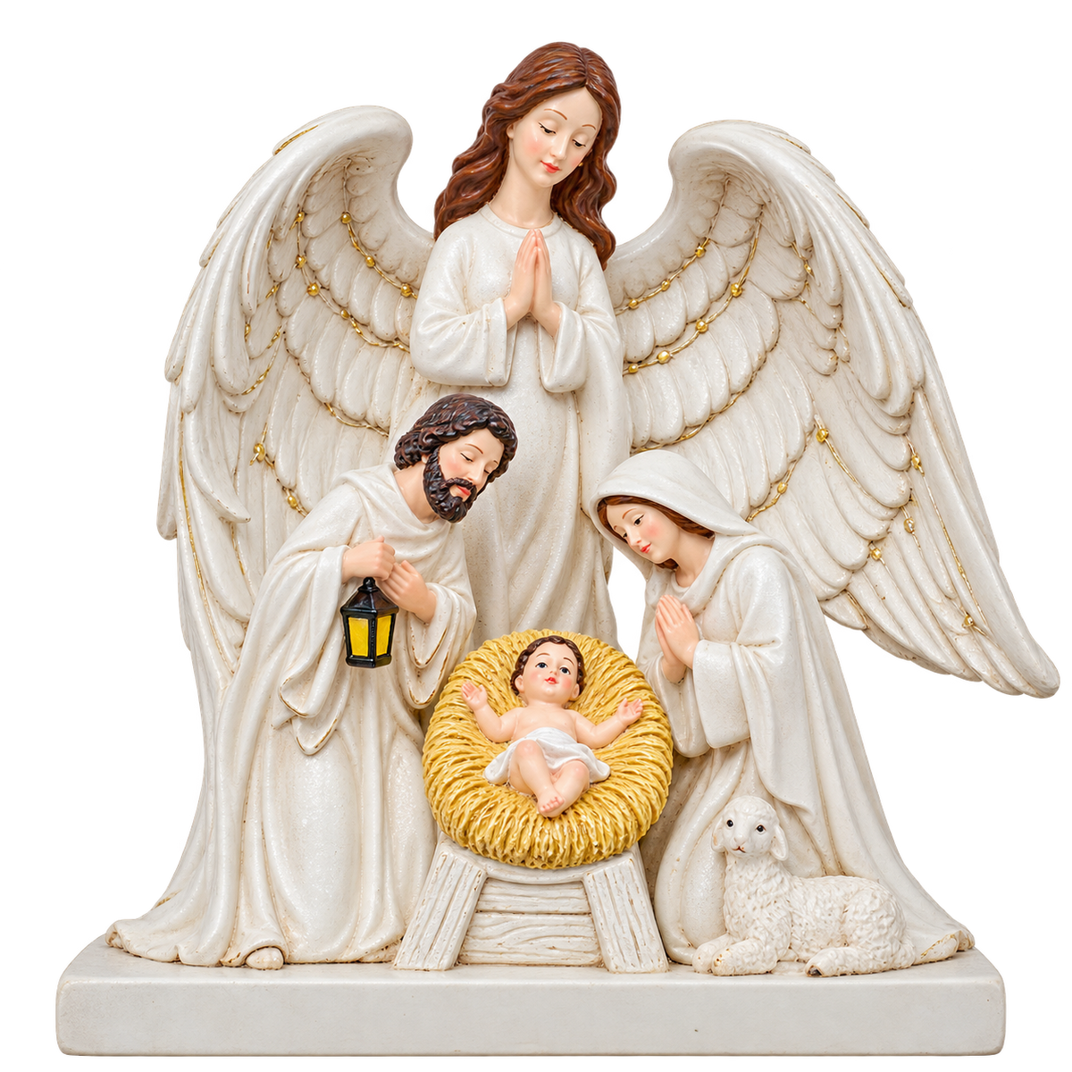 Pesebre Navideño en Resina Blanco y Dorado 21 – Ref. 54756