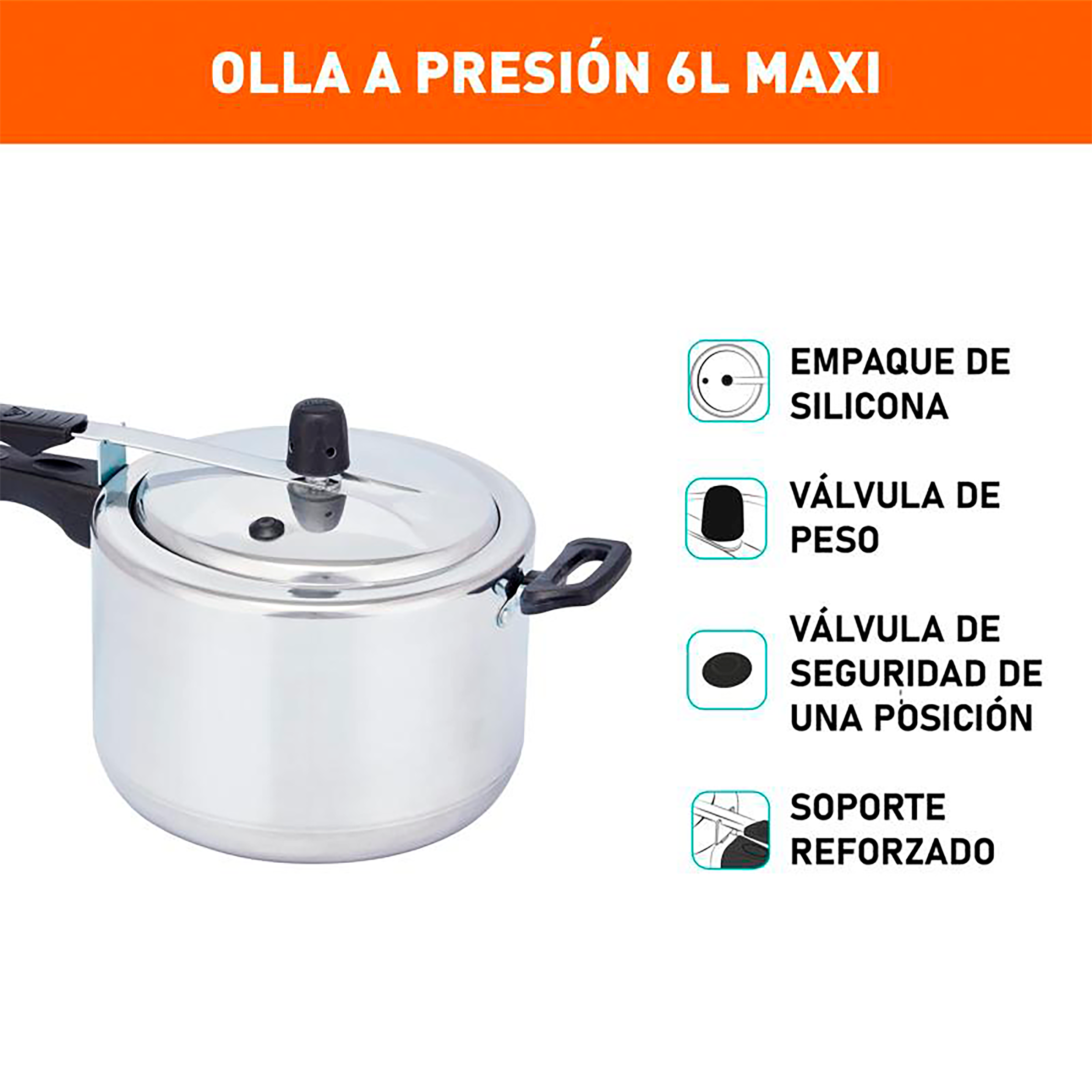 Olla a Presión IMUSA Maxi 6 Litros Cierre Interno