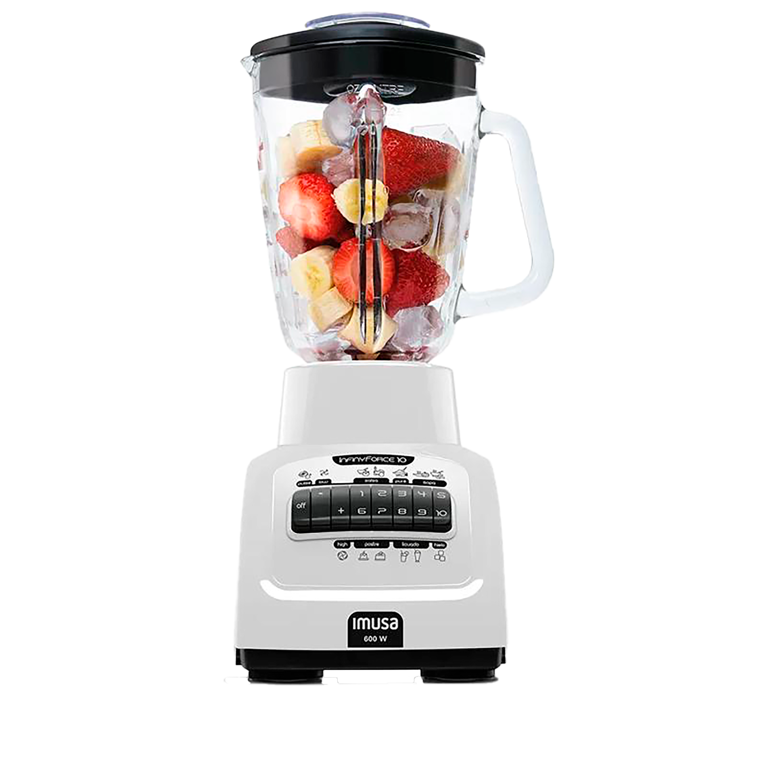 Licuadora IMUSA Infiny Force 10 Velocidades Vaso de Vidrio Blanca