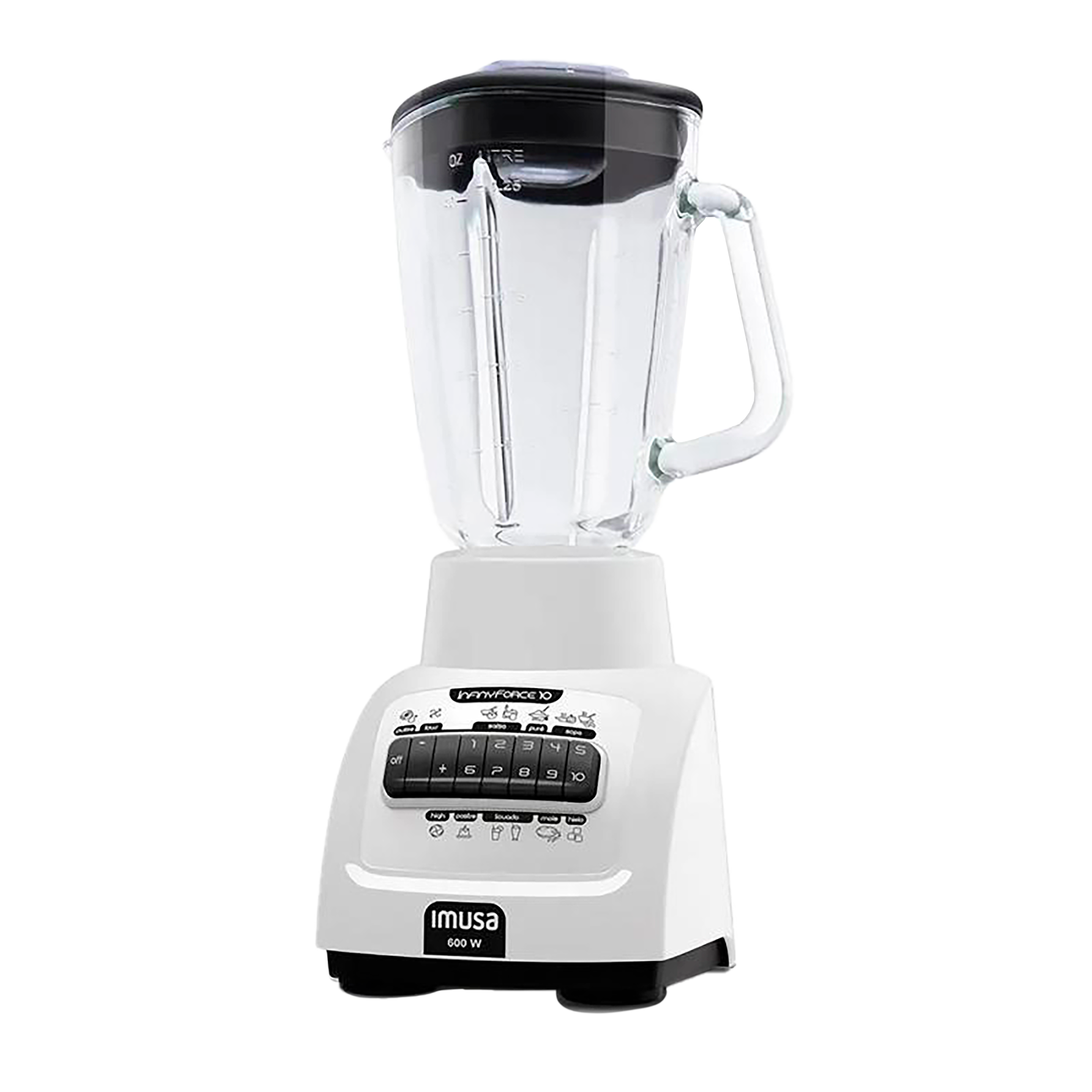 Licuadora IMUSA Infiny Force 10 Velocidades Vaso de Vidrio Blanca