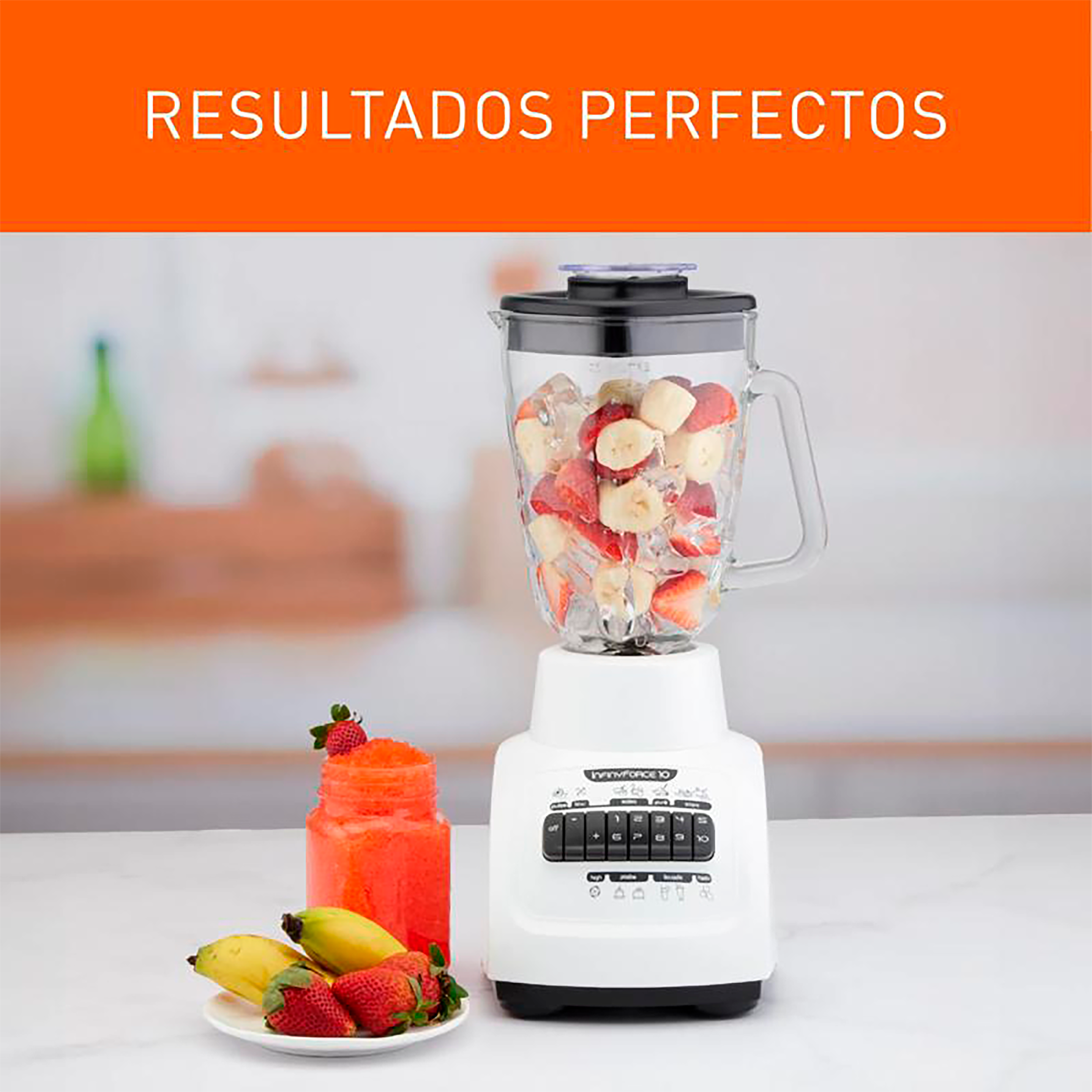 Licuadora IMUSA Infiny Force 10 Velocidades Vaso de Vidrio Blanca